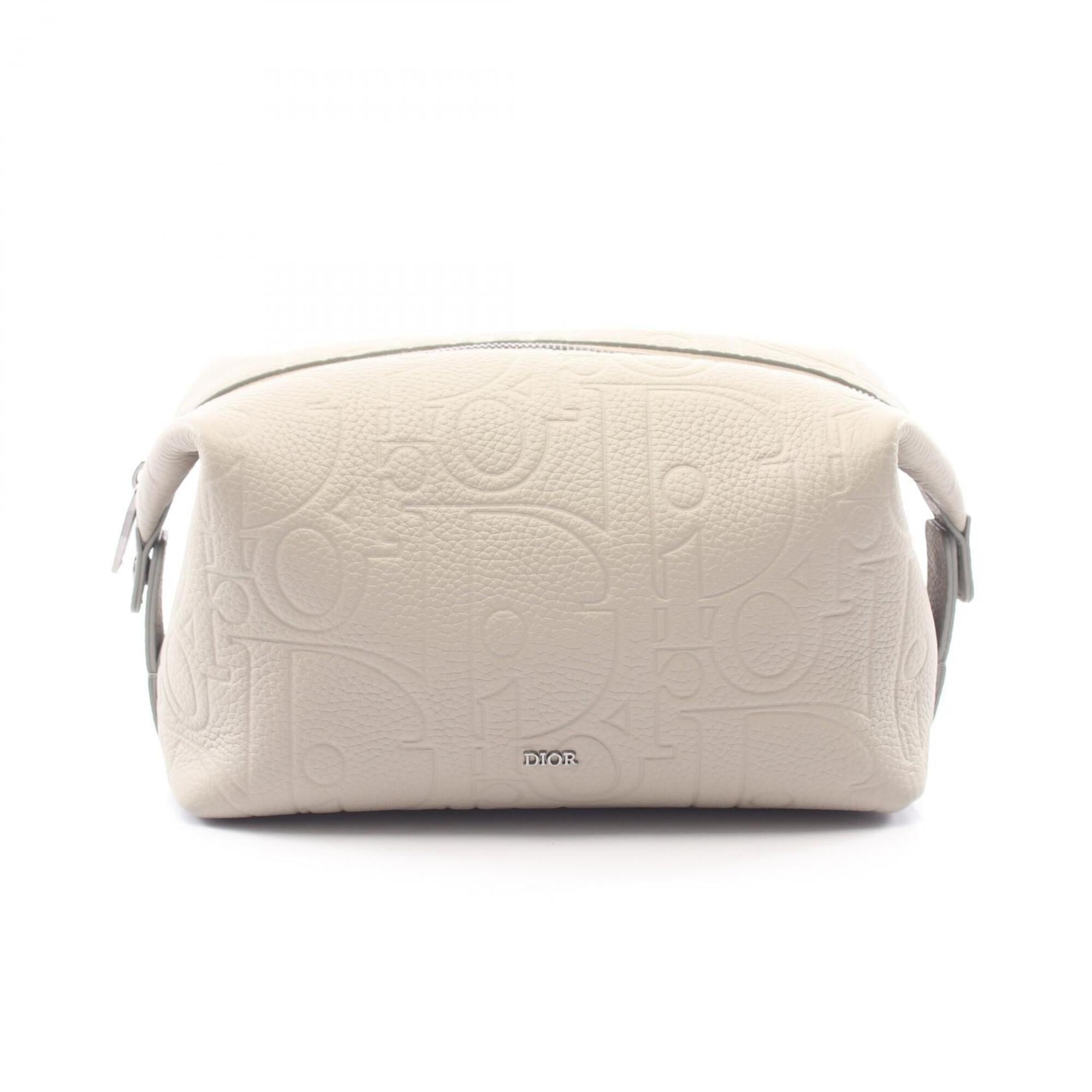 Christian Dior Gray Leather Handbag Pouch (Pre-Owned)
