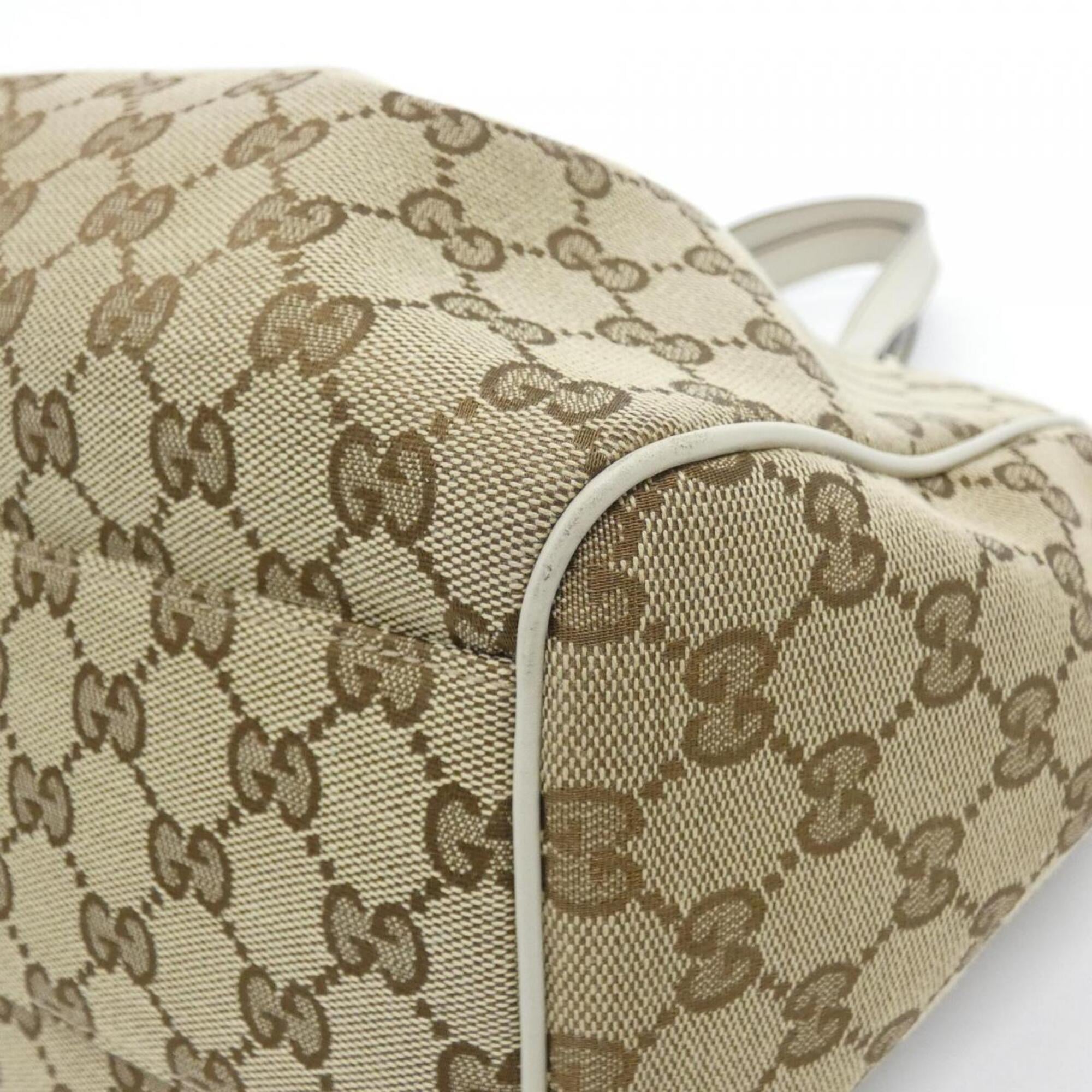 Gucci Beige Ivory Gg Canvas Handbag (Pre-Owned)