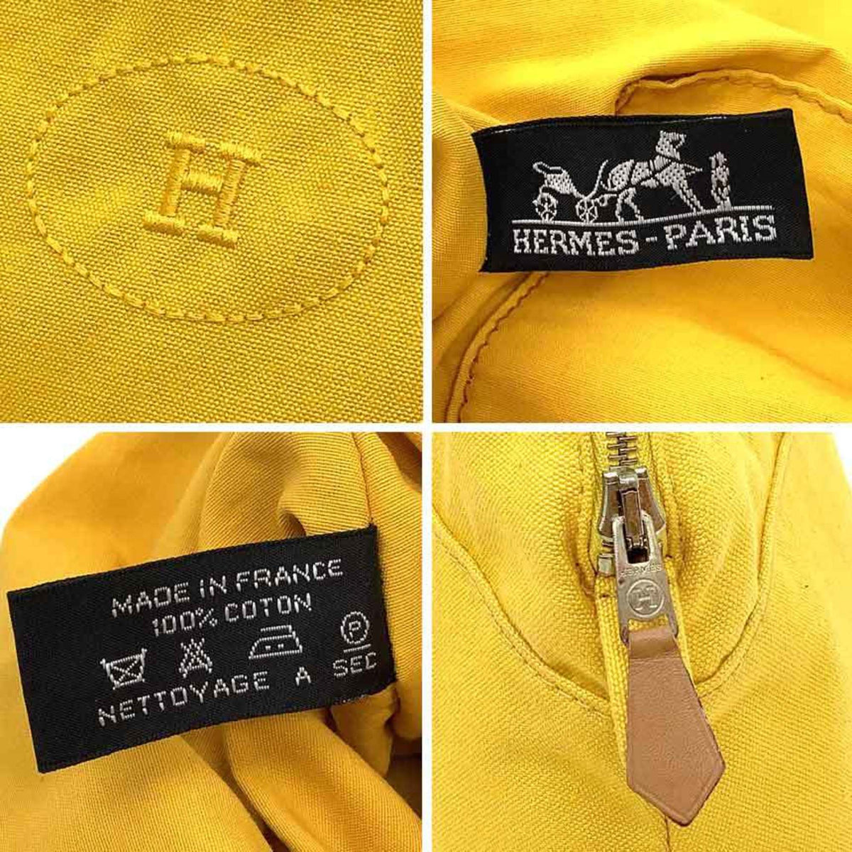 Hermes Yellow Cotton Canvas Pouch (Pre-Owned)