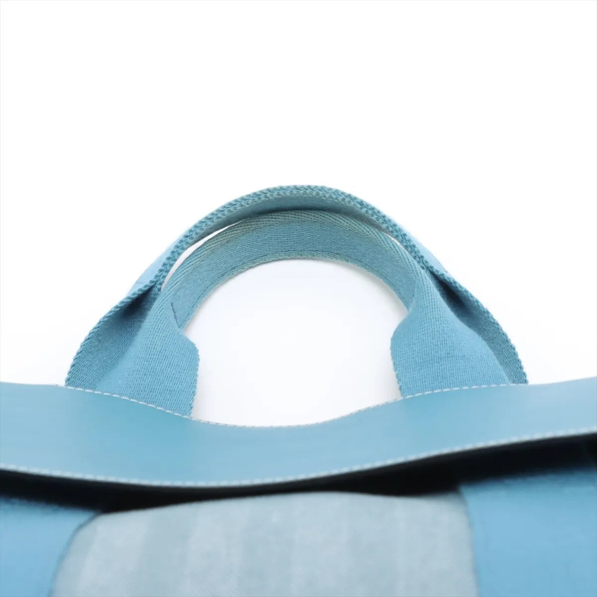Hermes Blue Jean Leather Canvas Handbag Shoulder Bag Tote Bag (Pre-Owned)