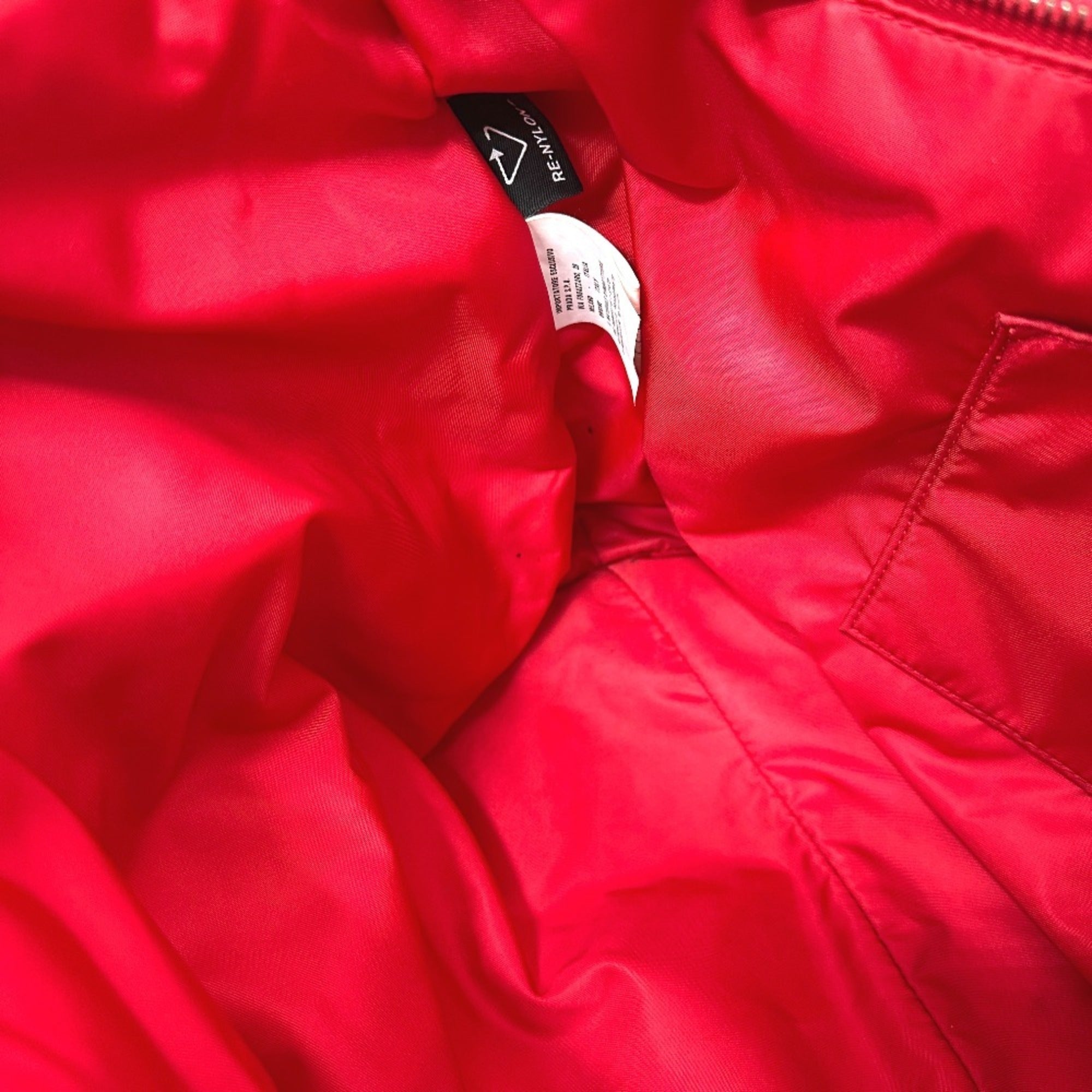 Prada Red Color Nylon Tote Bag (Pre-Owned)