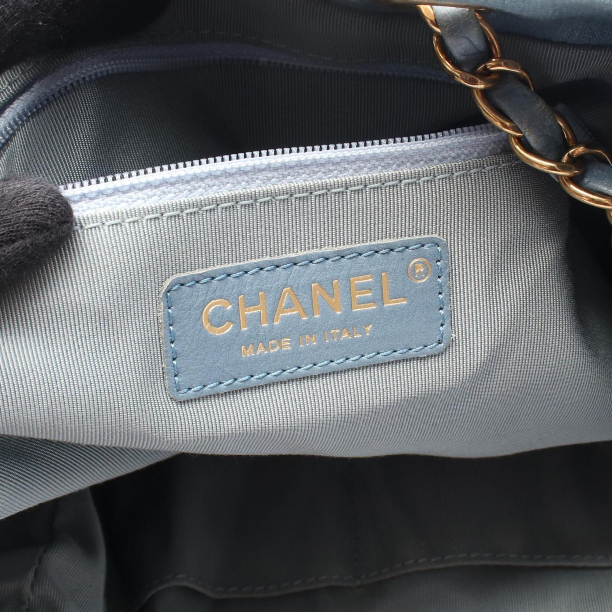 Chanel Blue Denim Leather Handbag Shoulder Bag (Pre-Owned)