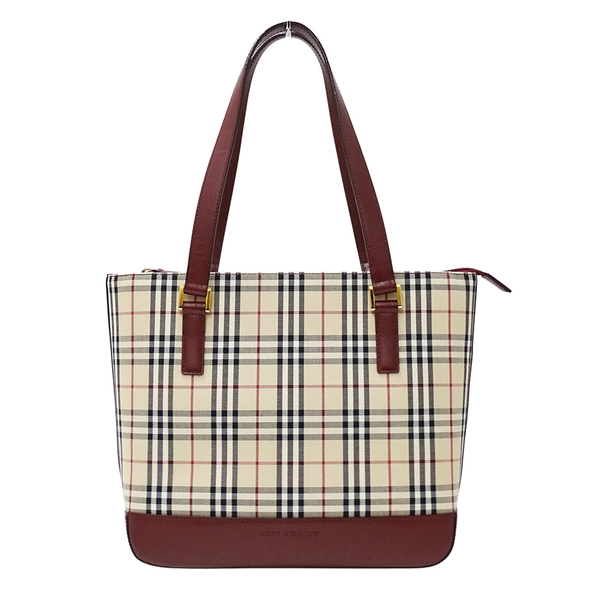 Burberry Beige Bordeaux Canvas Tote Bag (Pre-Owned)