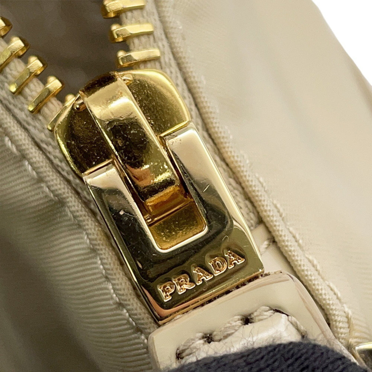 Prada Beige Nylon Leather Shoulder Bag (Pre-Owned)