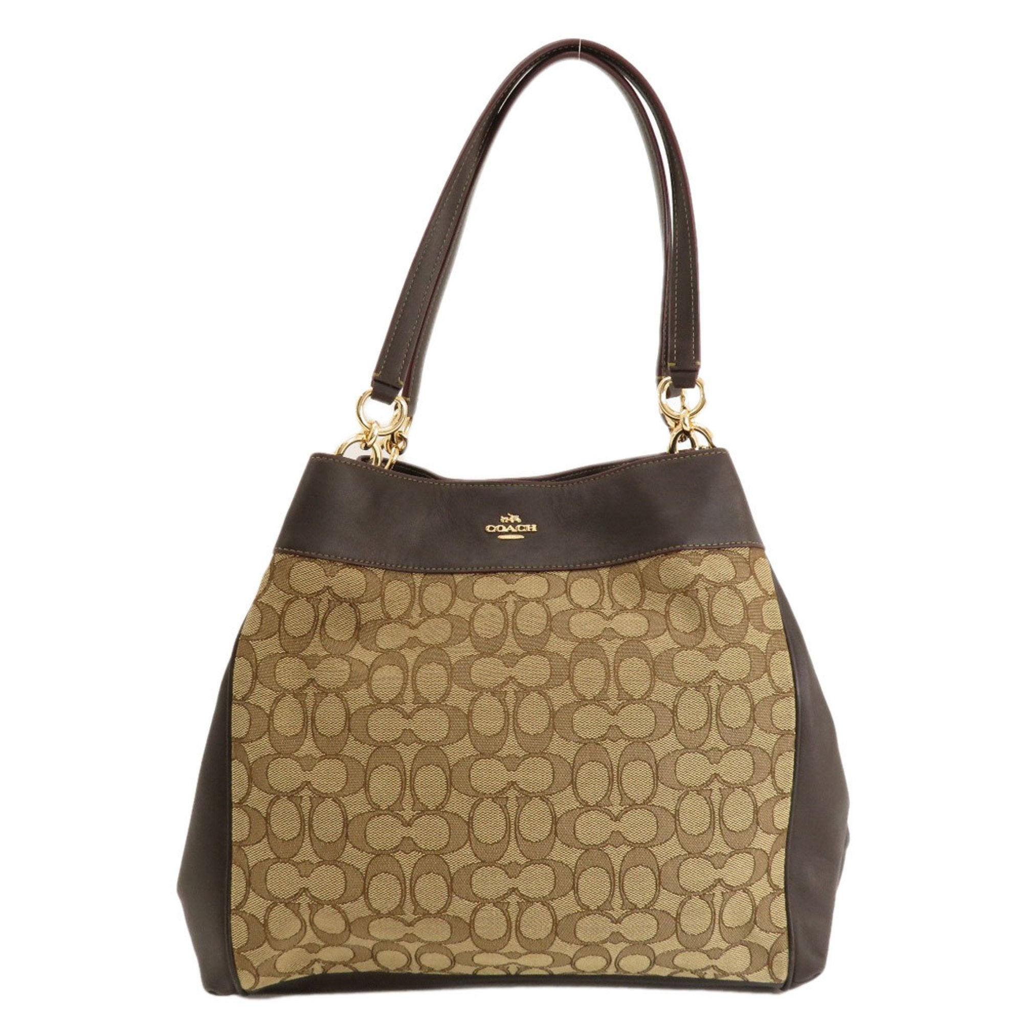 Coach Signature Brown Signature Line Tote Bag (Pre-Owned)