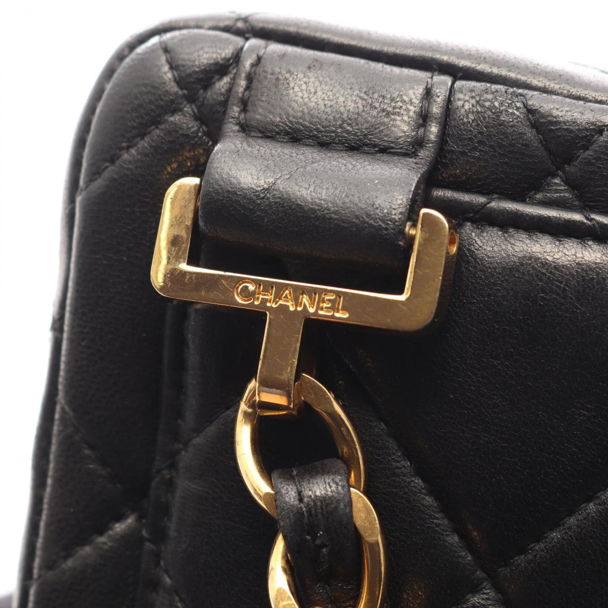 Chanel Matelasse Black Leather Backpack Handbag (Pre-Owned)