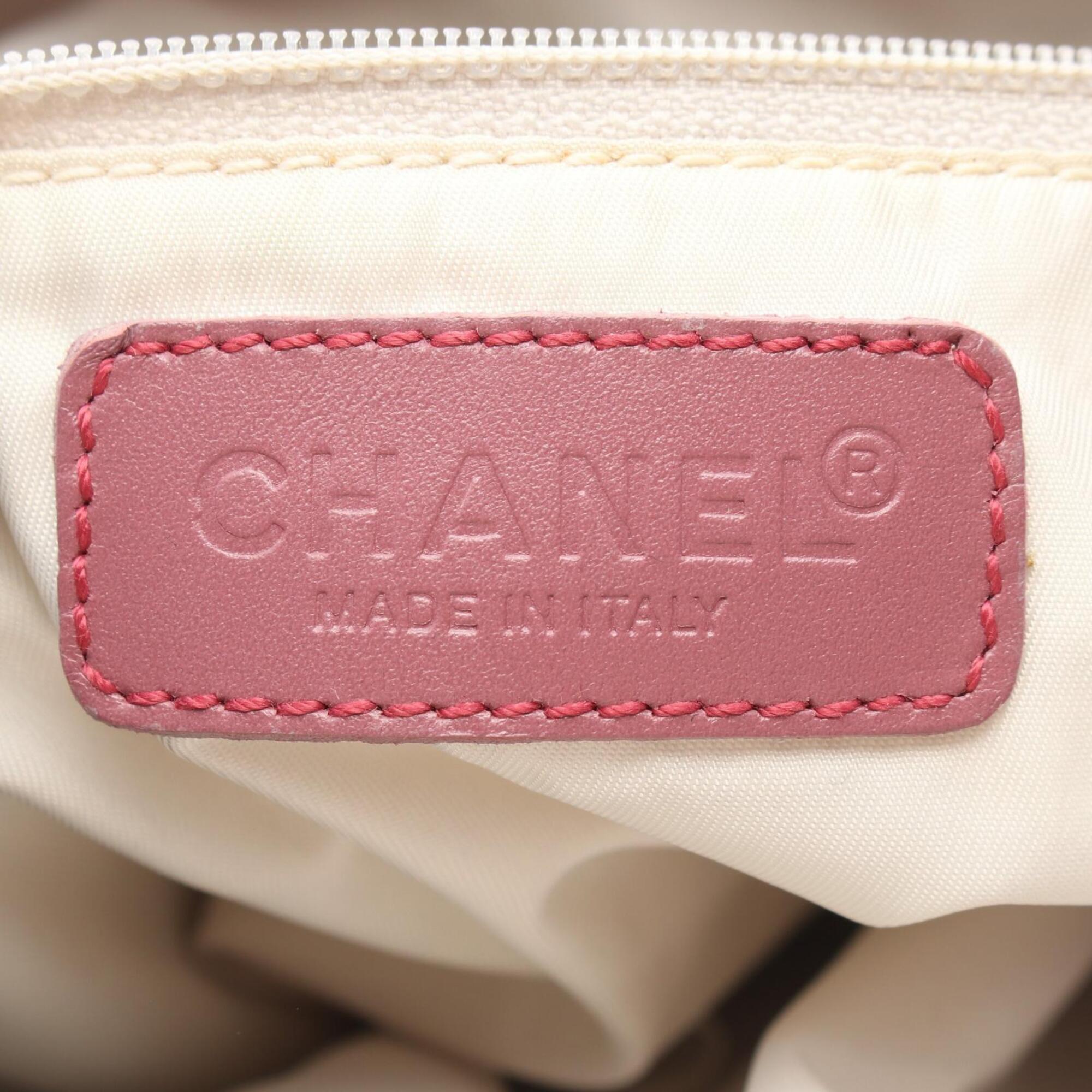 Chanel Pink Leather Nylon Canvas Handbag Tote Bag (Pre-Owned)