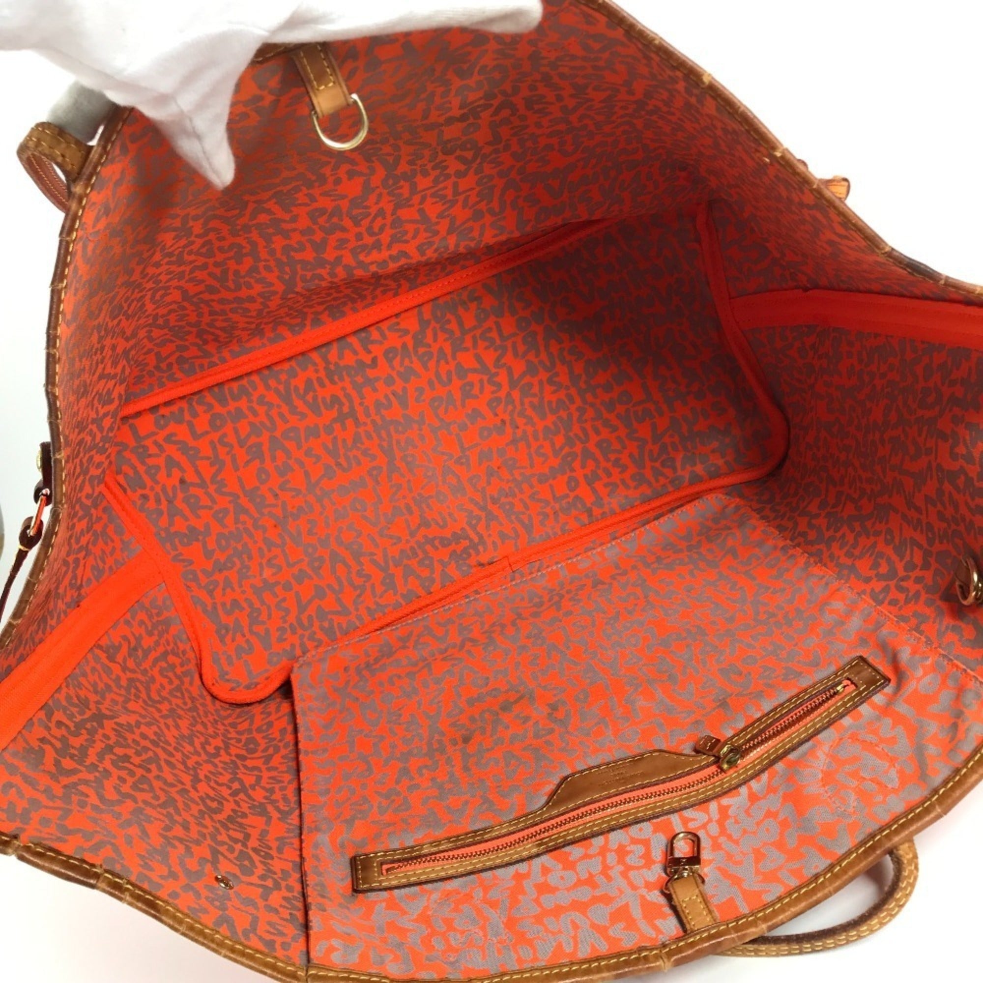 Louis Vuitton Brown Galle Orange Monogram Graffiti Shoulder Bag Tote Bag (Pre-Owned)