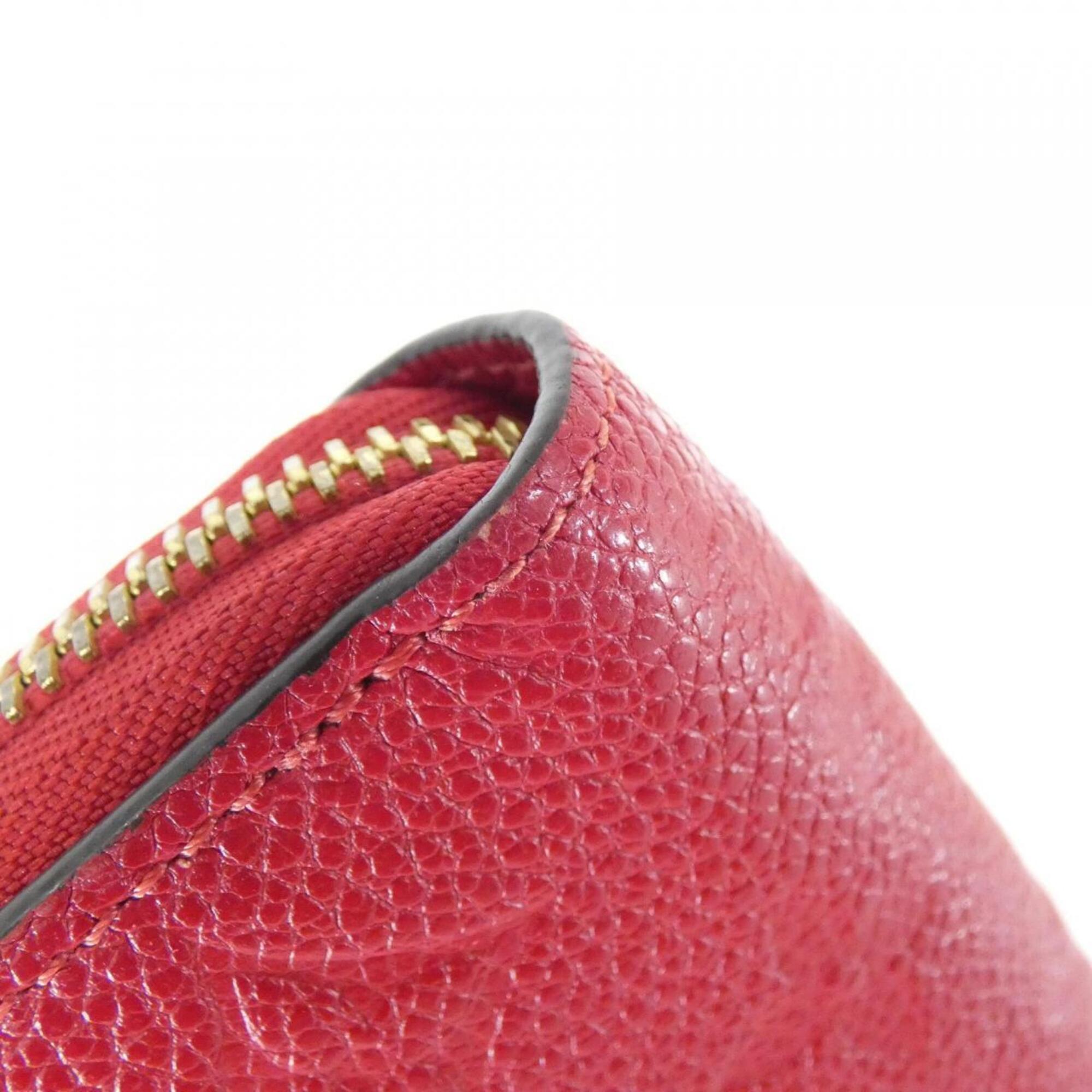 Louis Vuitton Red Color Leather Long Wallet (Bi-Fold) (Pre-Owned)