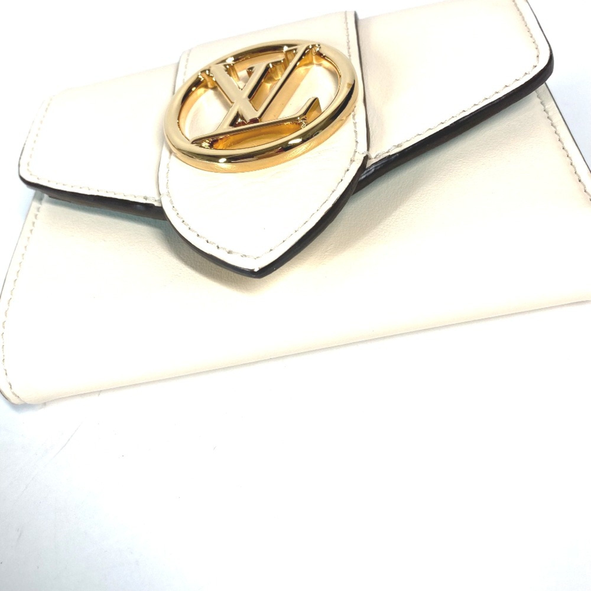 Louis Vuitton Beige Leather Wallet (Tri-Fold) (Pre-Owned)