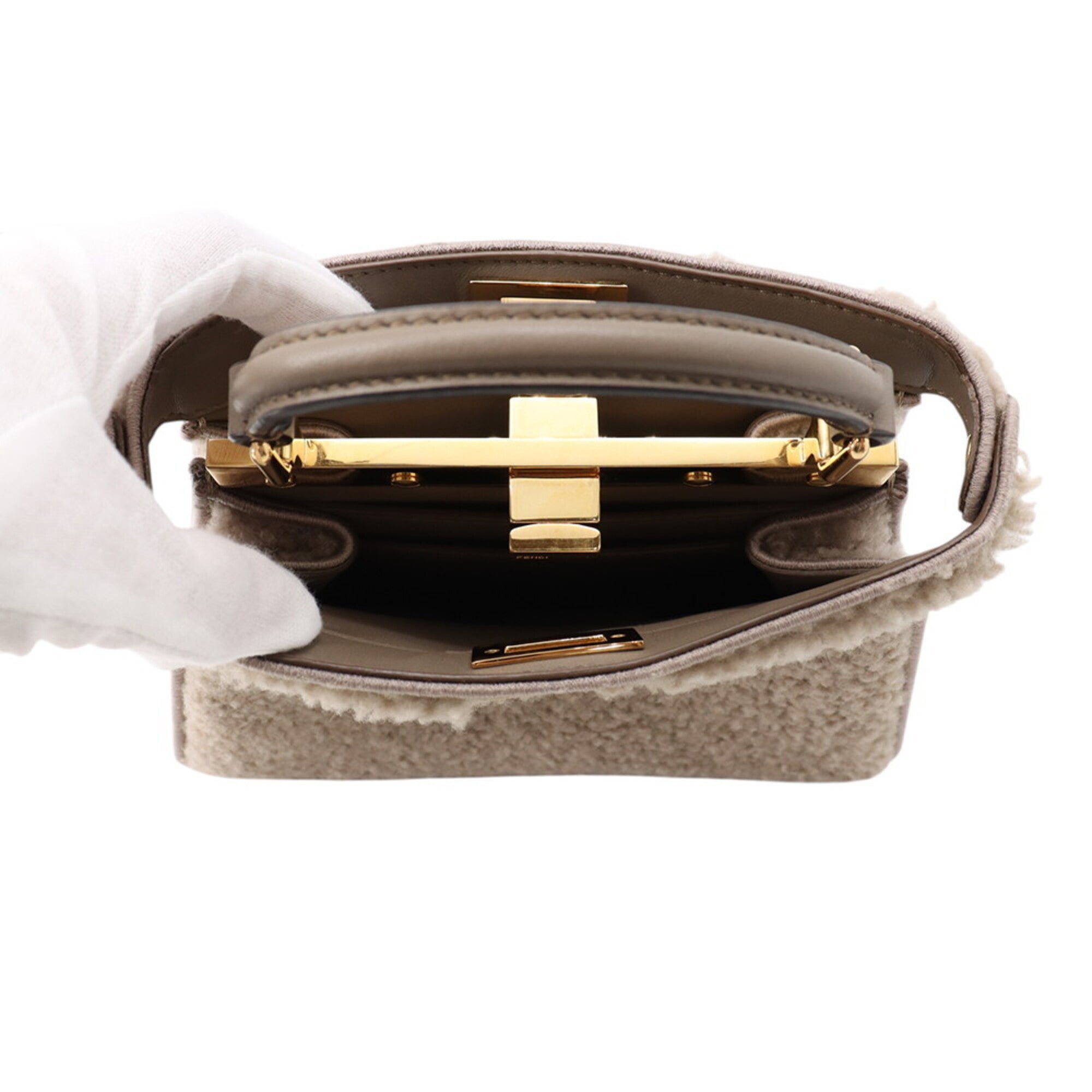 Fendi Peekaboo Gray Leather Handbag (Pre-Owned)