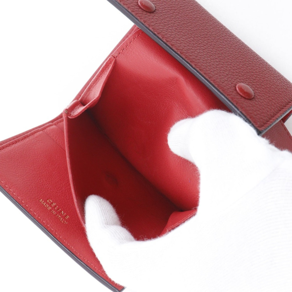 Celine Red Color Leather Wallet (Tri-Fold) (Pre-Owned)