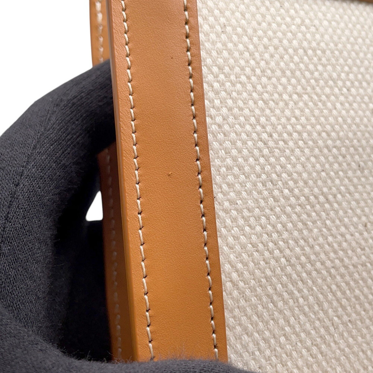 Celine Beige Brown Canvas Leather Handbag Shoulder Bag Tote Bag (Pre-Owned)