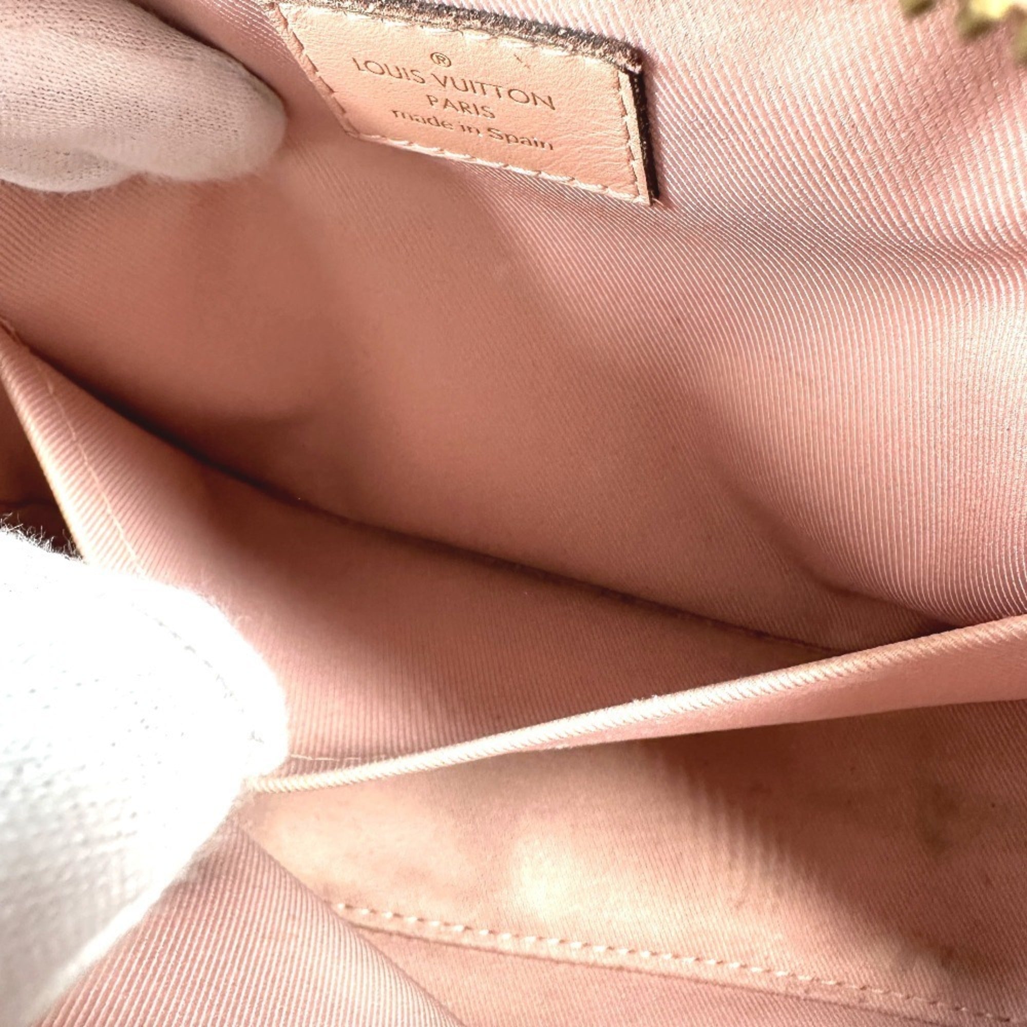 Louis Vuitton Brown Pink Rose Poudre Monogram Canvas Leather Handbag Pochette Shoulder Bag (Pre-Owned)