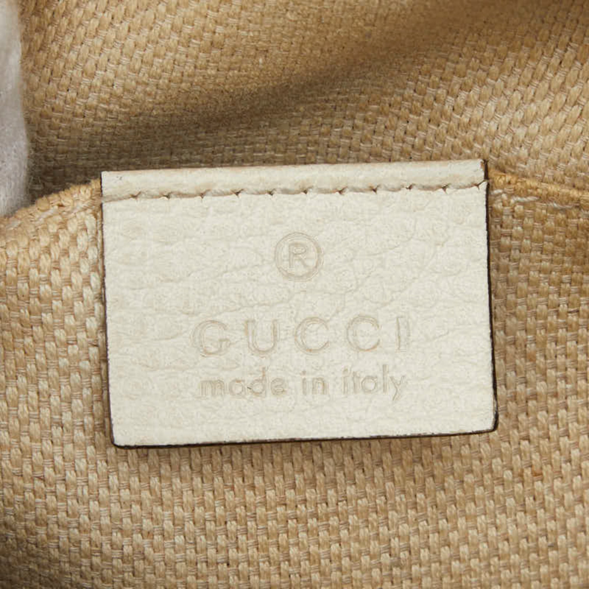 Gucci Navy Red Color White Leather Shoulder Bag (Pre-Owned)
