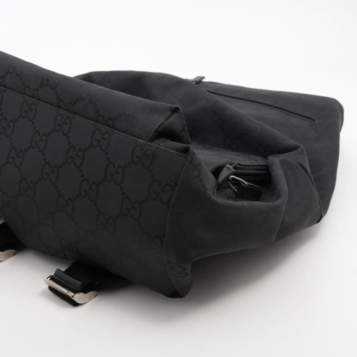 Gucci Black Leather Nylon Backpack Shoulder Bag (Pre-Owned)
