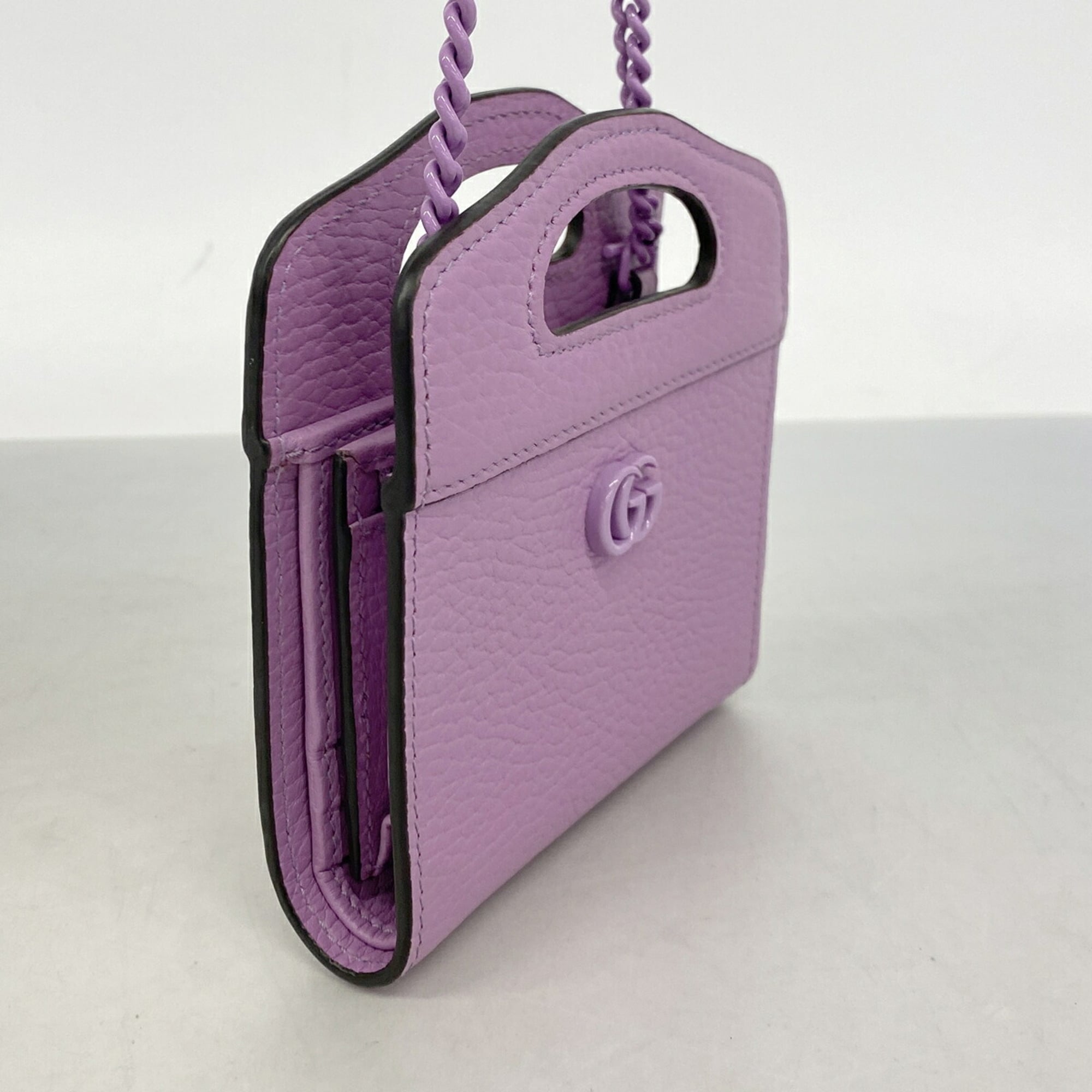 Gucci Purple Leather Chain/Shoulder Wallet (Pre-Owned)