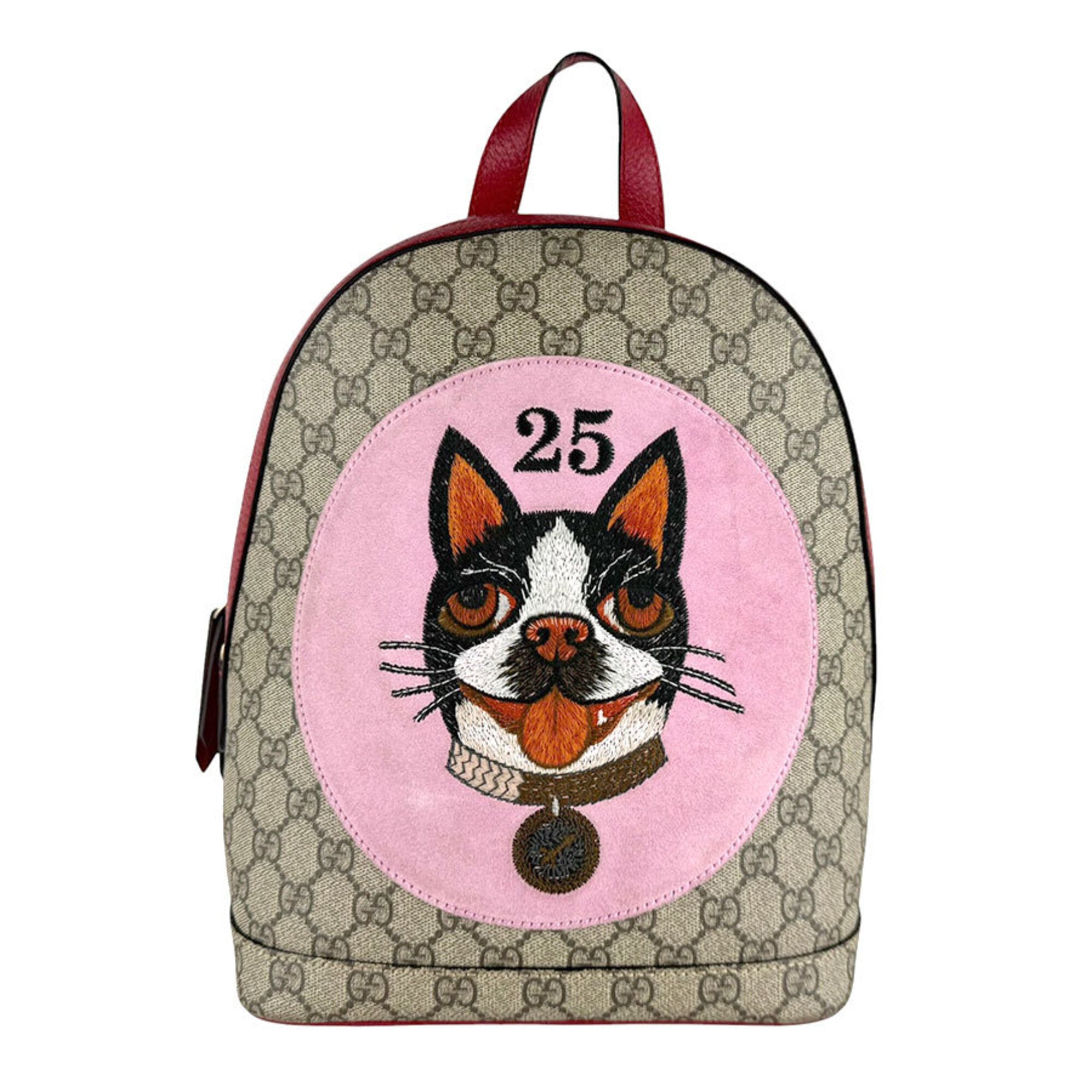 Gucci Brown Pink Red Color Gg Supreme Backpack (Pre-Owned)