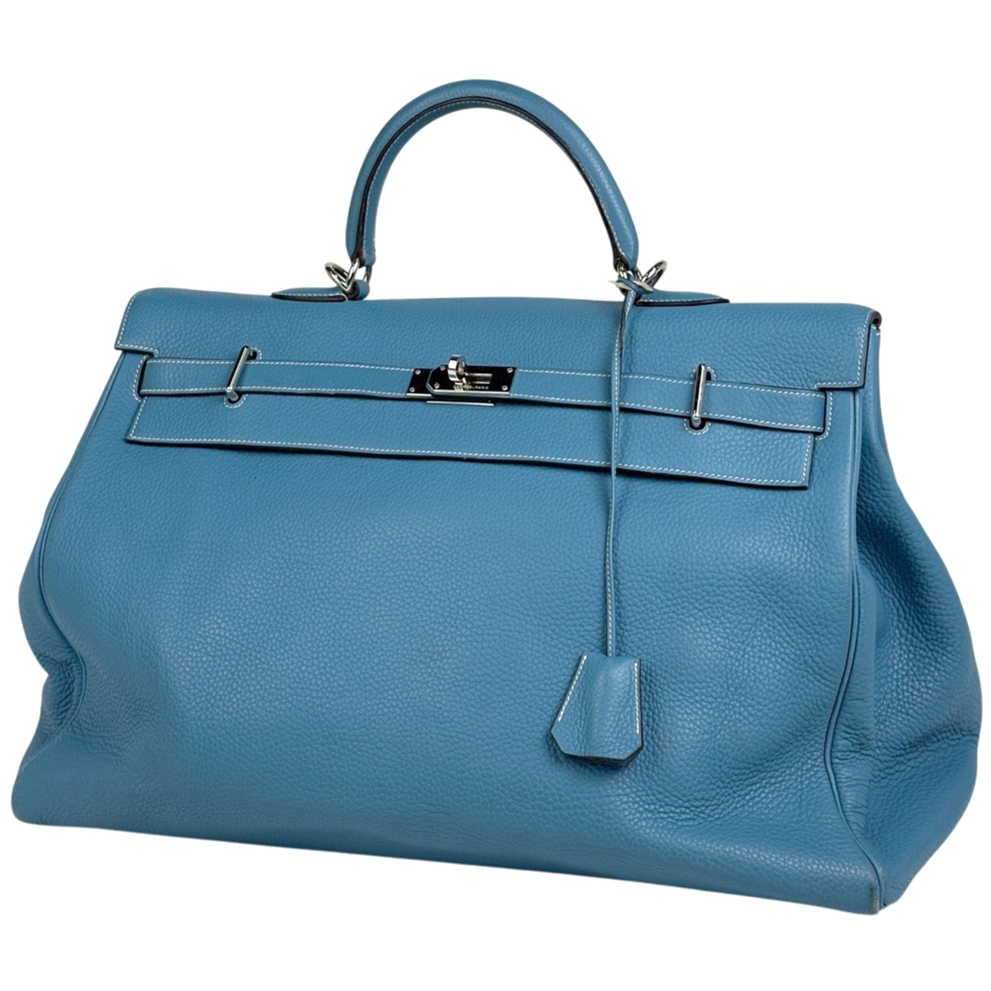 Hermes Blue Jean Togo Leather Handbag (Pre-Owned)
