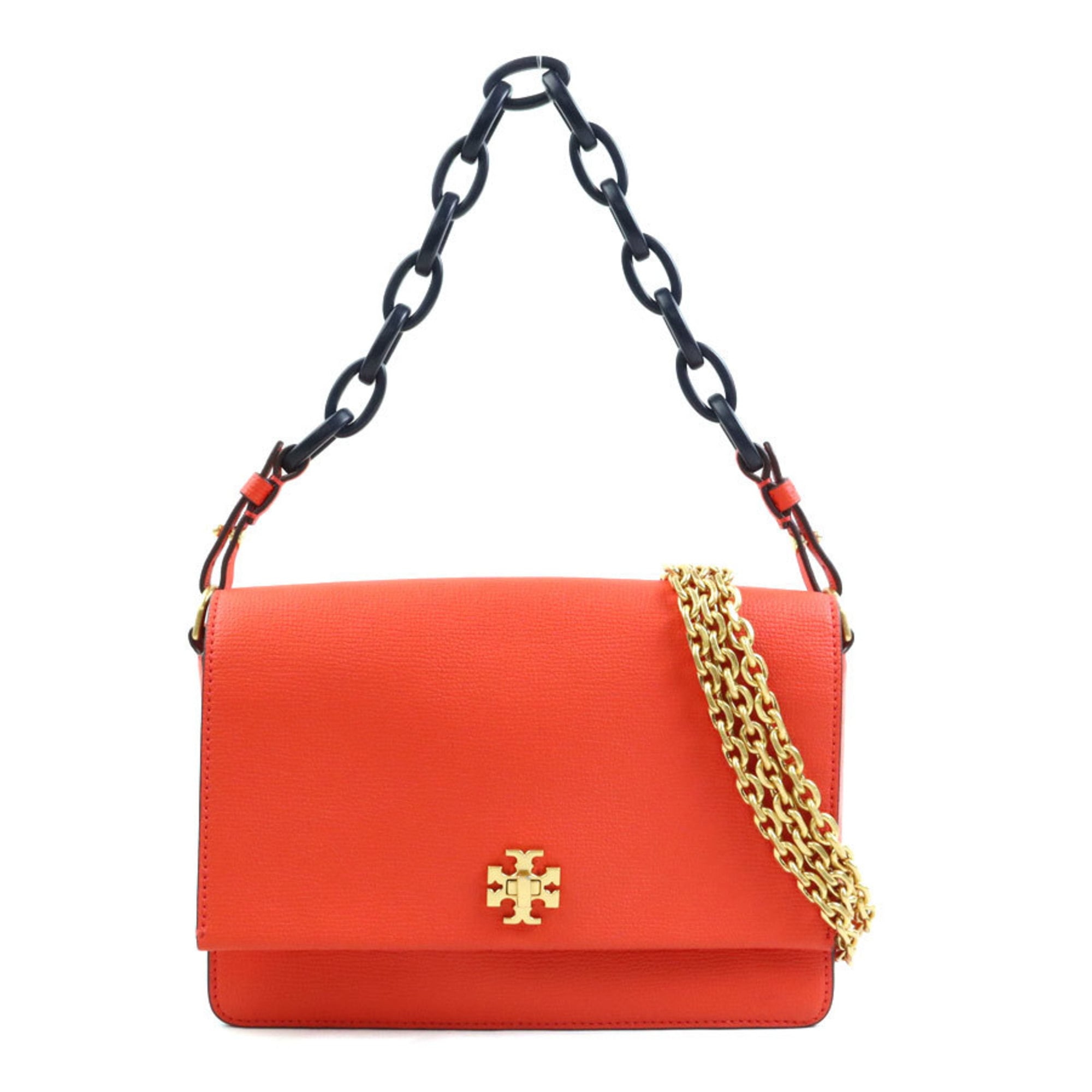 Tory Burch Orange Orange Red Red Color Leather Handbag Shoulder Bag (Pre-Owned)
