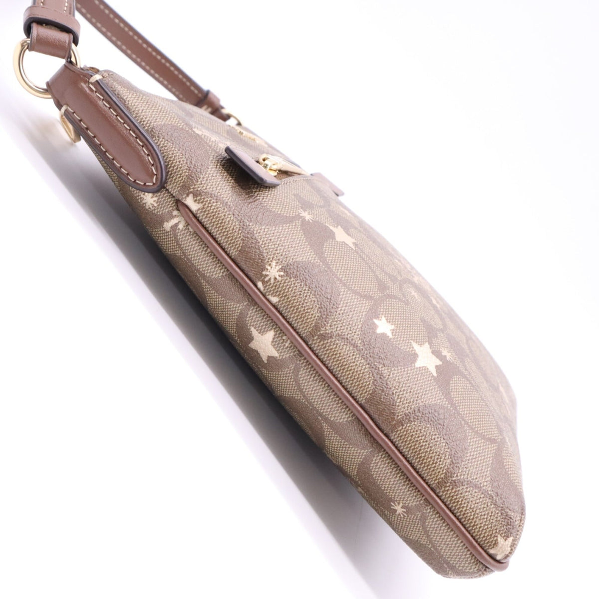 Coach Signature Beige Brown Signature Line Shoulder Bag (Pre-Owned)