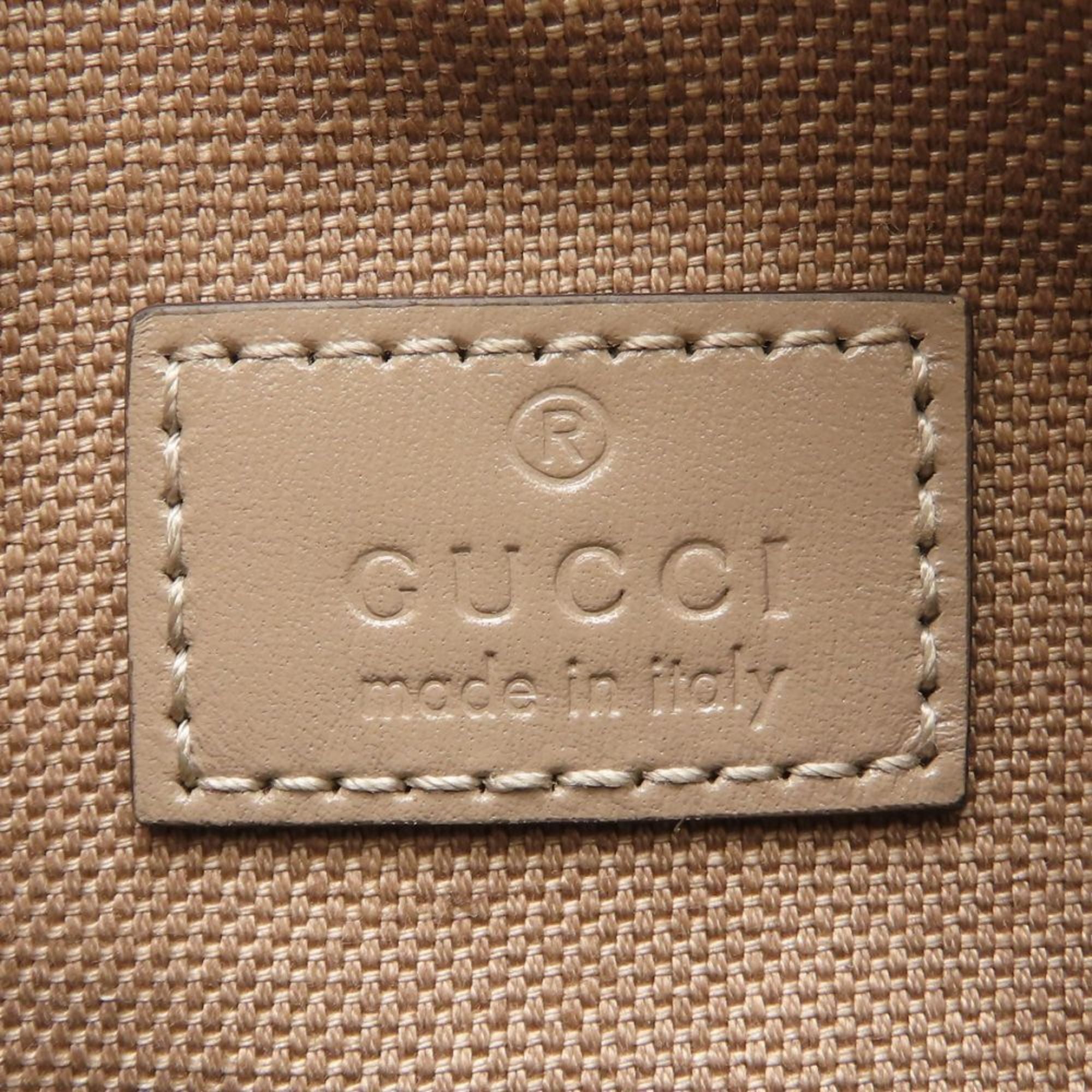 Gucci Gold Gg Canvas Leather Shoulder Bag (Pre-Owned)