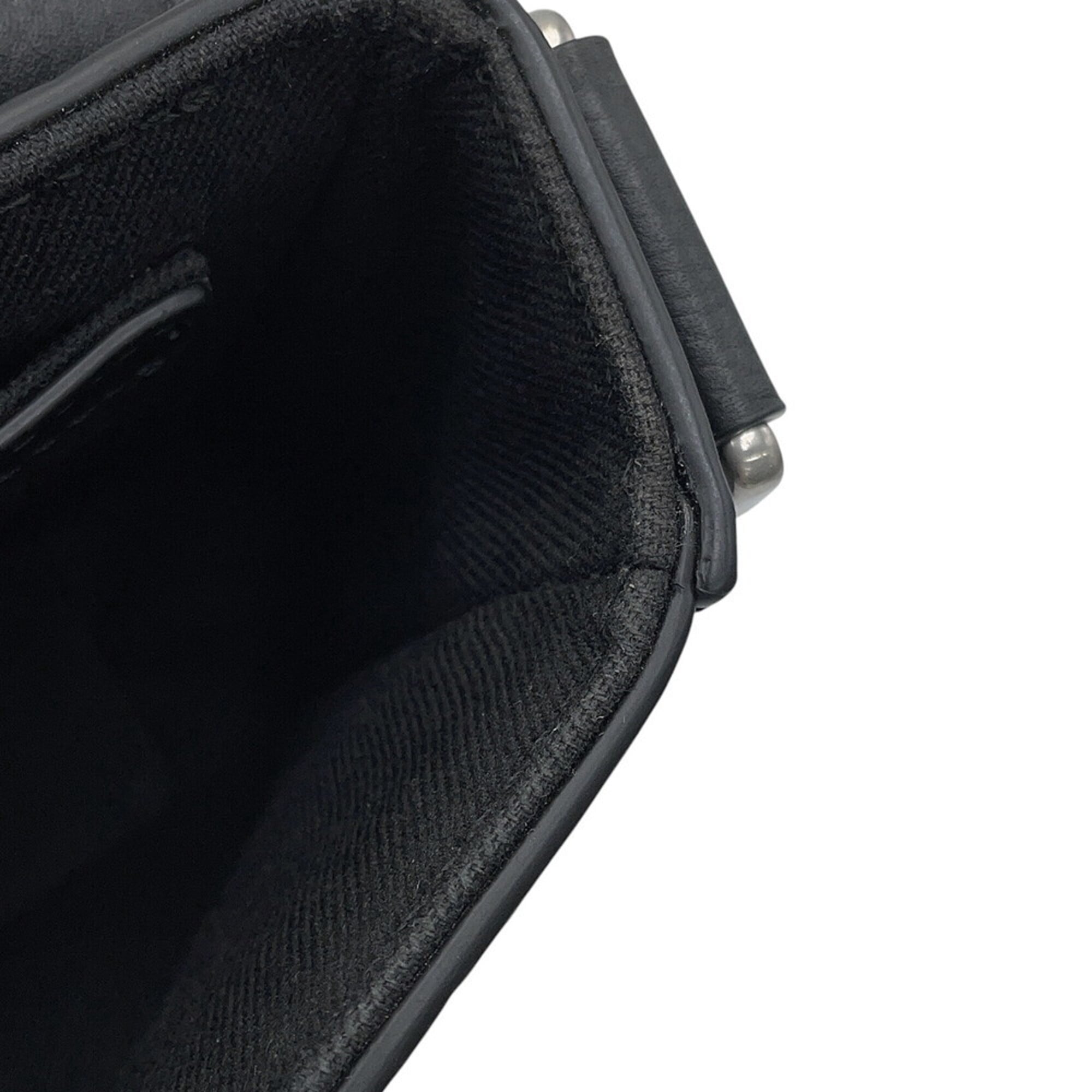 Christian Dior Black Leather Handbag Messenger Bag Shoulder Bag (Pre-Owned)