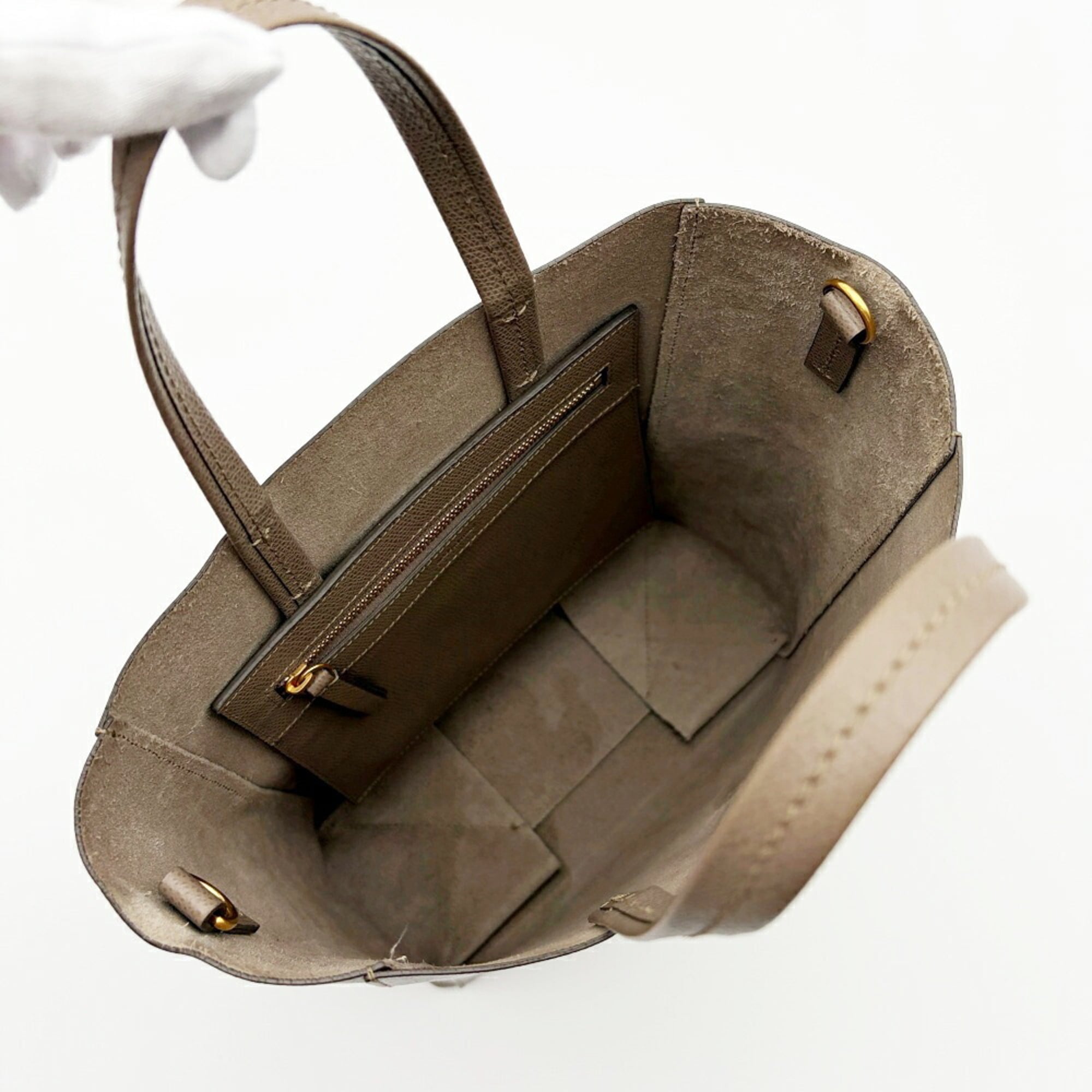 Celine Grayish Leather Shoulder Bag Tote Bag (Pre-Owned)