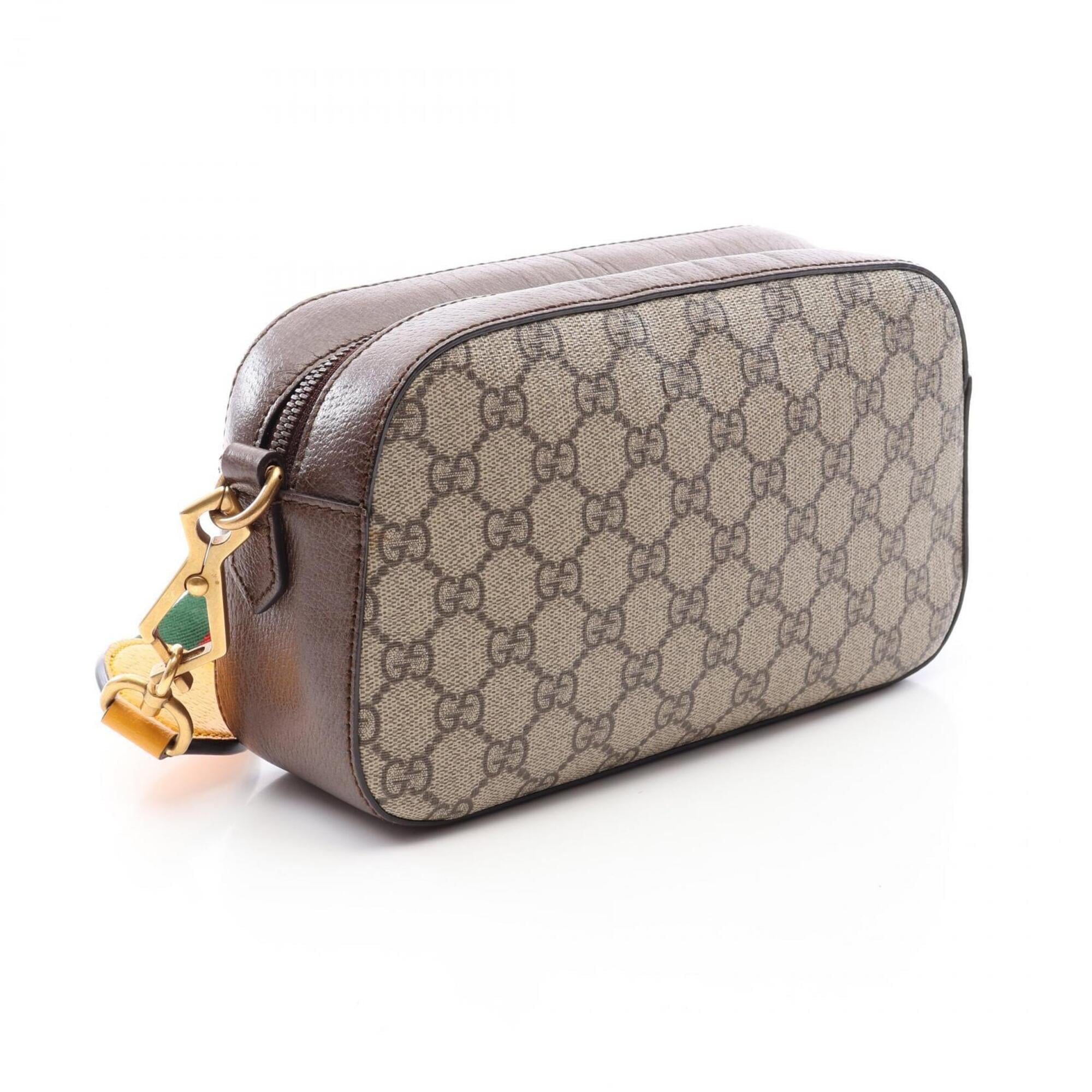 Gucci Sherry Line Beige Brown Multi-Color Coated Canvas Leather Handbag Shoulder Bag (Pre-Owned)