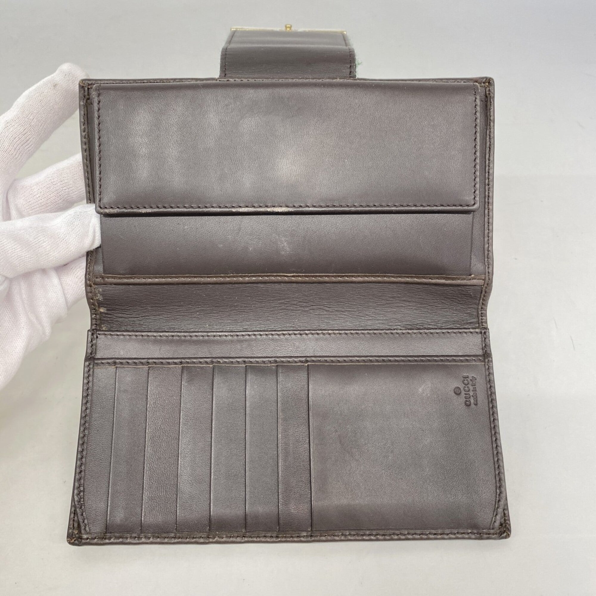 Gucci Brown Canvas Long Wallet (Bi-Fold) (Pre-Owned)