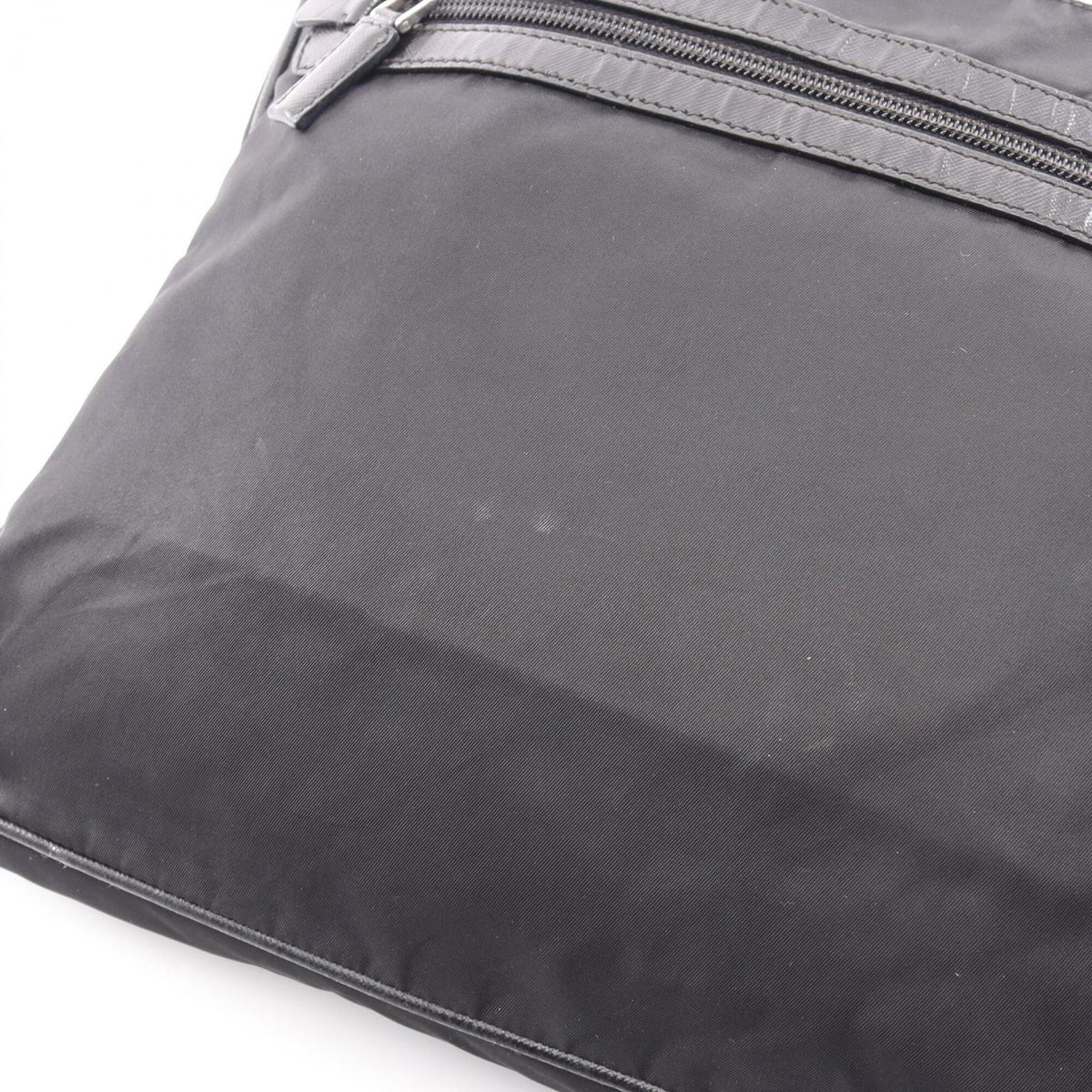 Prada Black Nylon Leather Handbag Shoulder Bag (Pre-Owned)