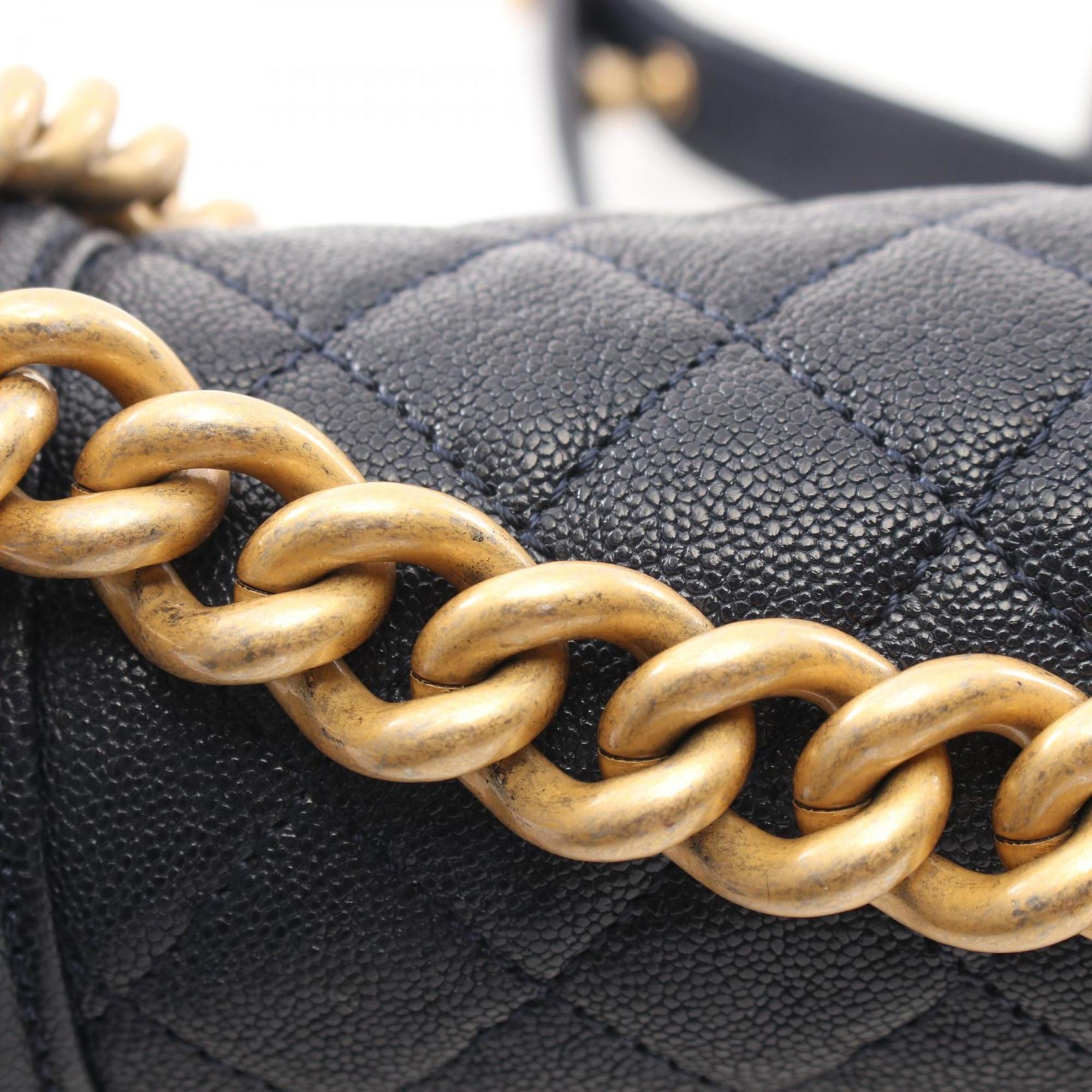 Chanel Navy Leather Shoulder Bag (Pre-Owned)