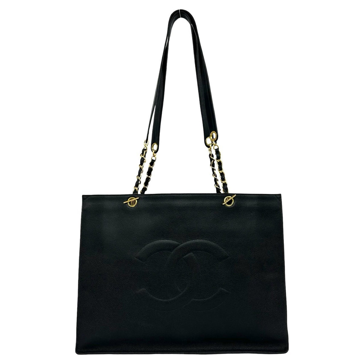 Chanel Black Grained Calfskin Shoulder Bag Tote Bag (Pre-Owned)