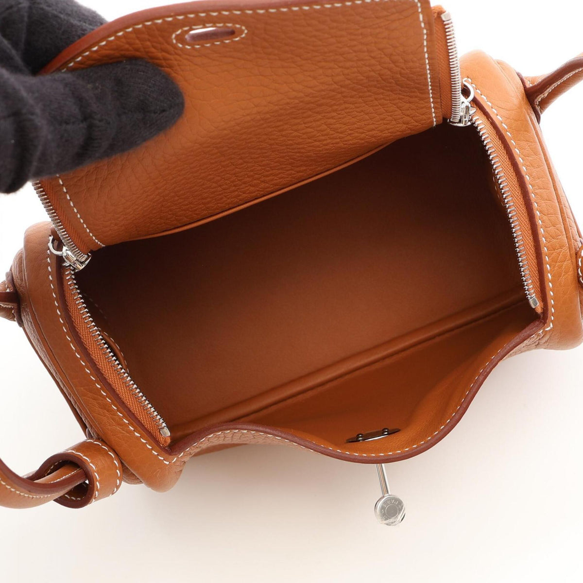 Hermes Brown Taurillon Clemence Leather Handbag Shoulder Bag (Pre-Owned)