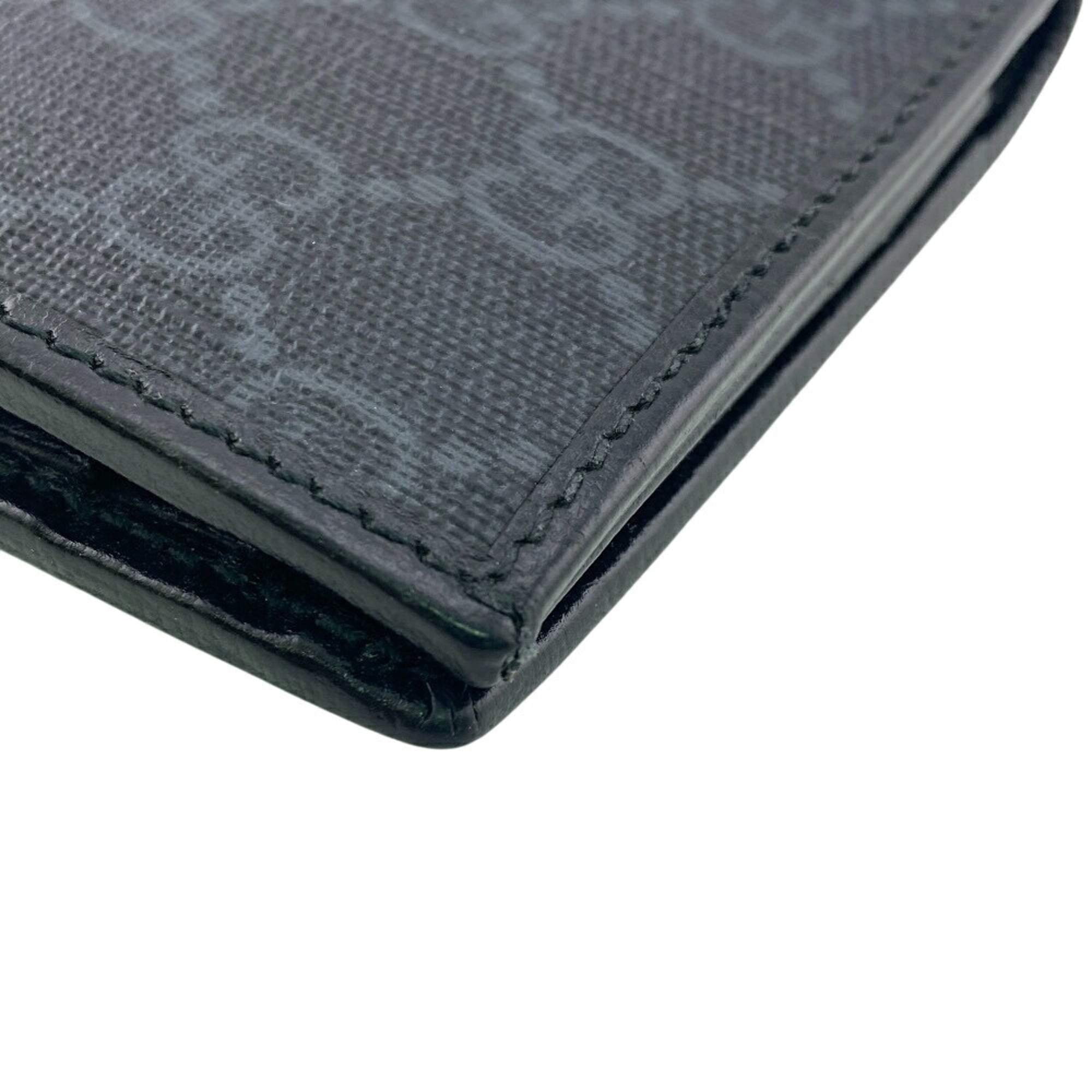 Gucci Gg Supreme Black Leather Long Wallet (Bi-Fold) (Pre-Owned)