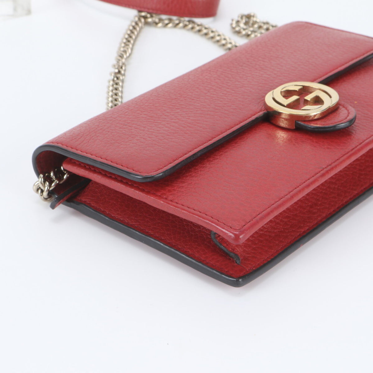 Gucci Red Color Leather Clutch Bag Shoulder Bag (Pre-Owned)
