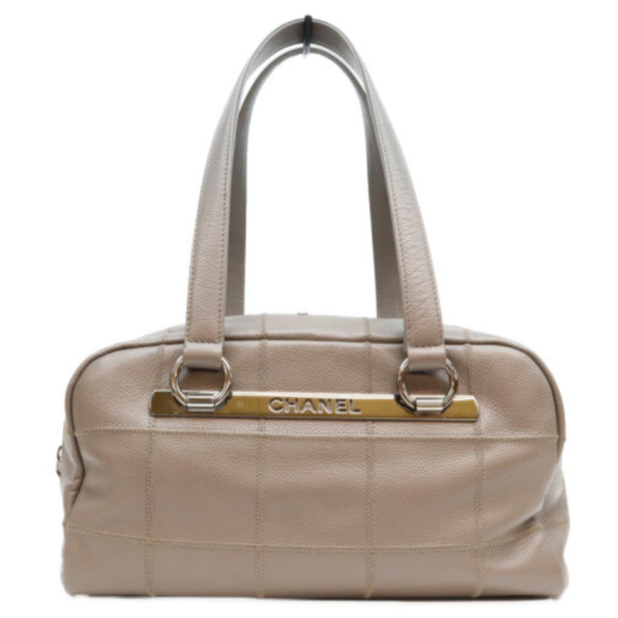 Chanel Gray Grained Calfskin Boston Bag (Pre-Owned)