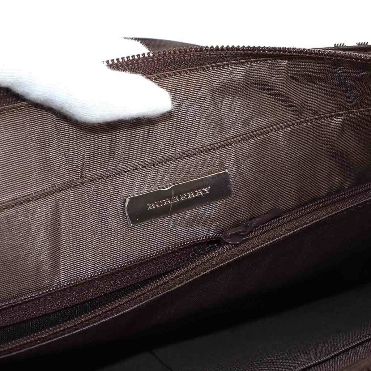 Burberry Beige Brown Canvas Leather Handbag (Pre-Owned)