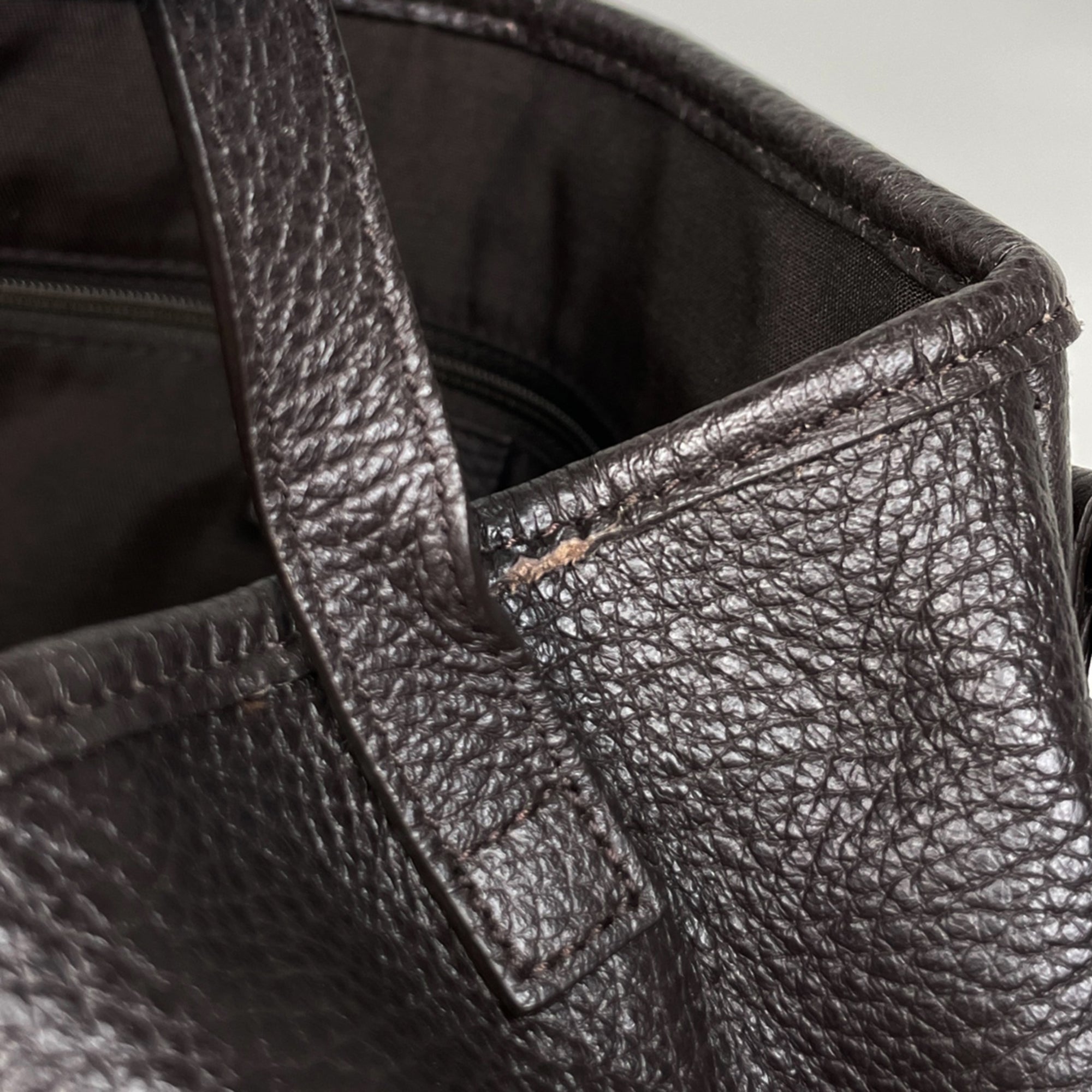 Gucci Dark Brown Leather Handbag Tote Bag (Pre-Owned)