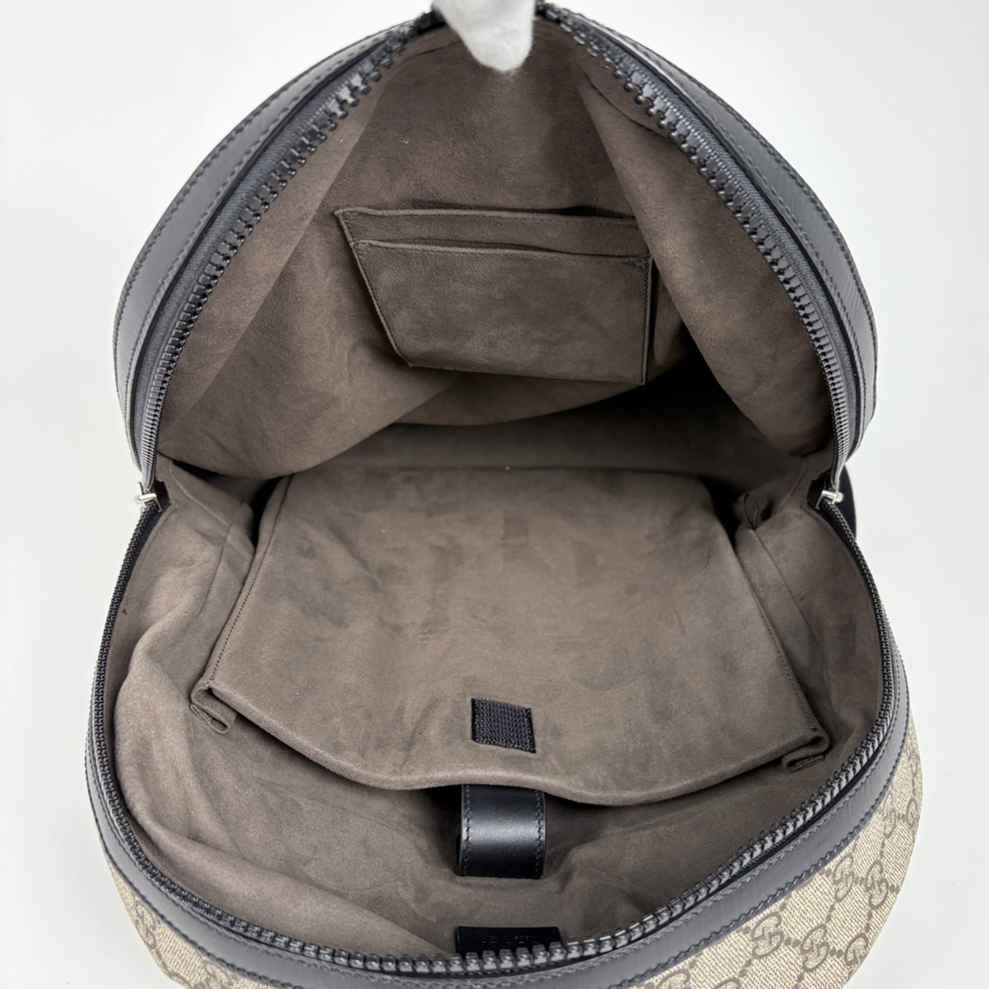 Gucci Beige Black Coated Canvas Backpack (Pre-Owned)