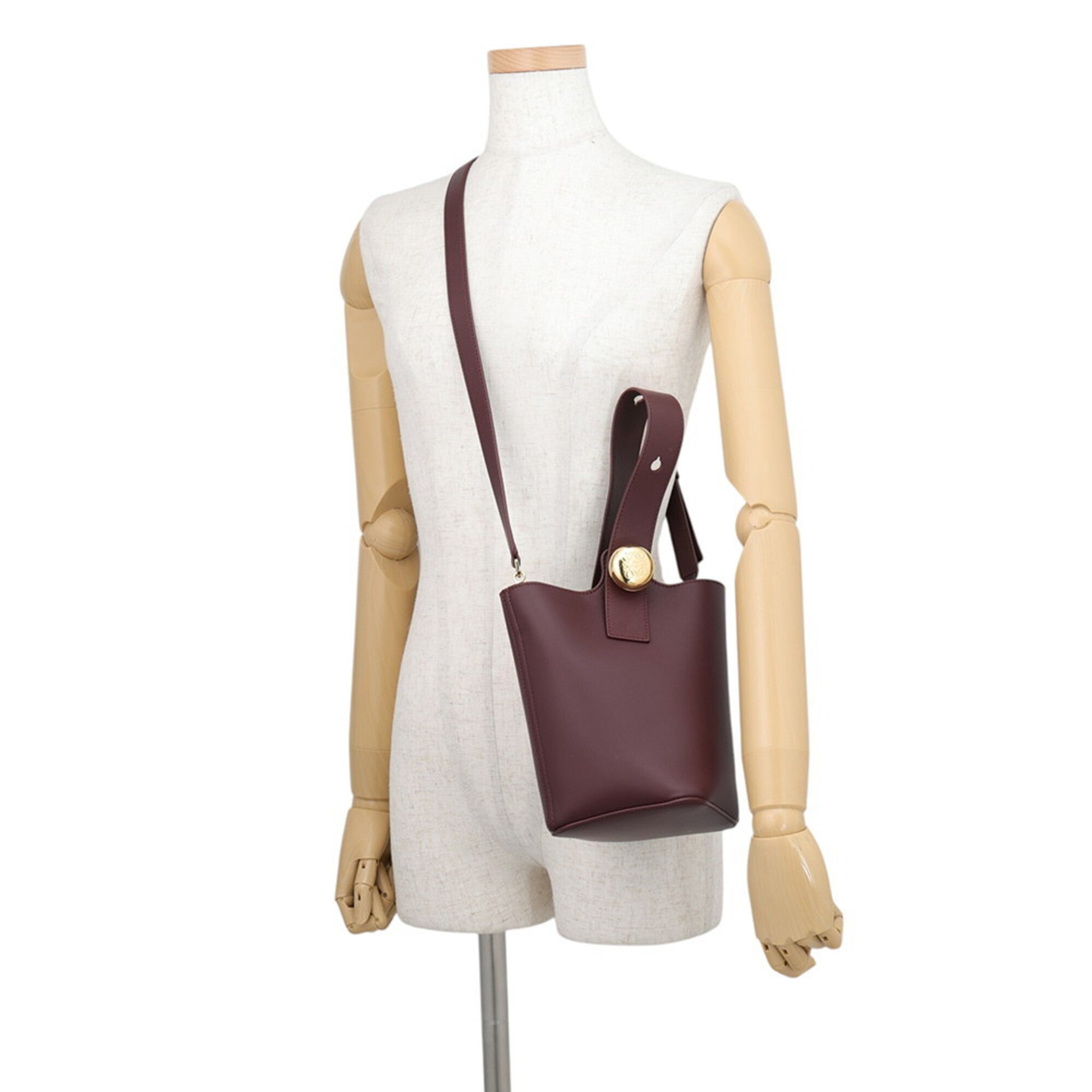 Loewe Bordeaux Leather Handbag Shoulder Bag (Pre-Owned)