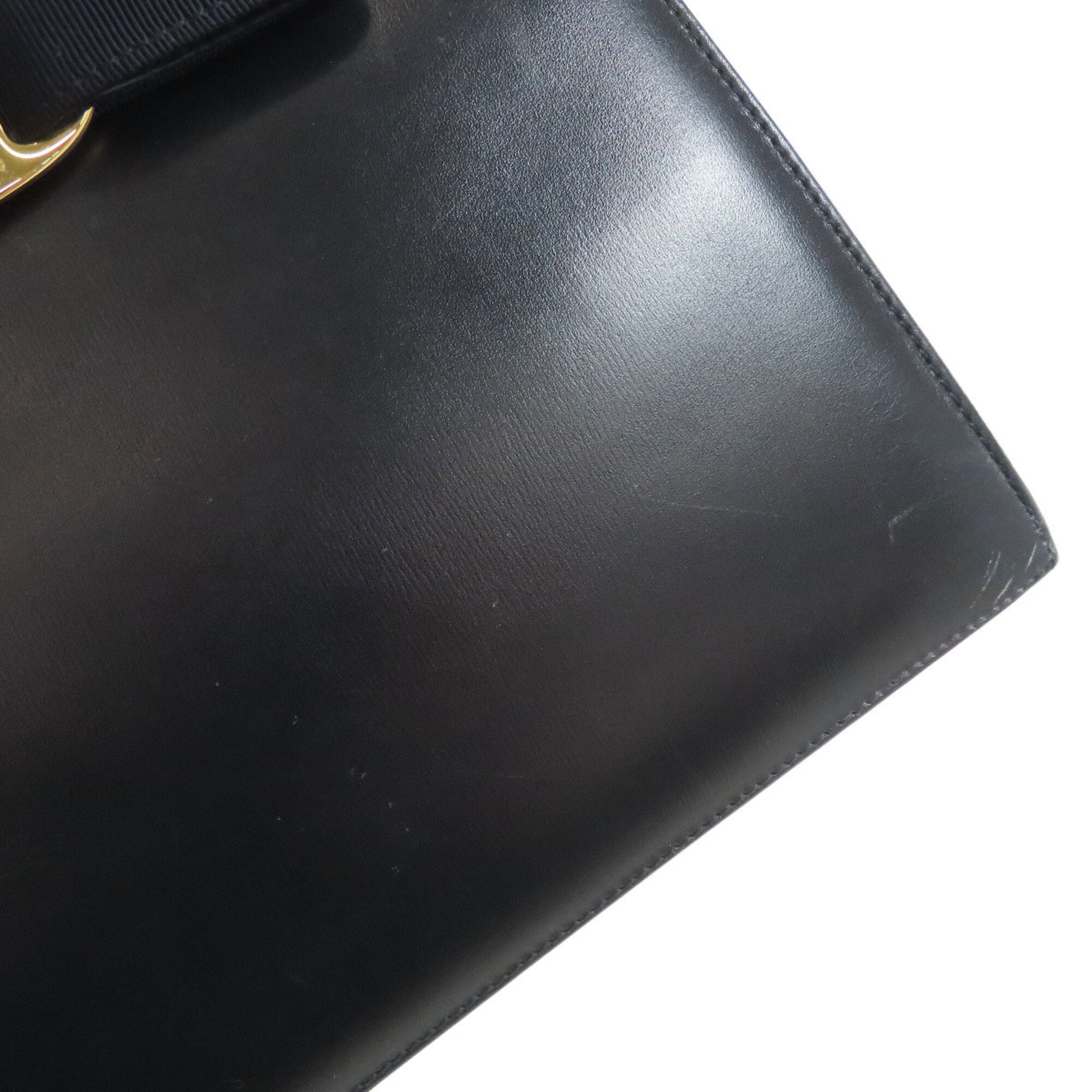 Salvatore Ferragamo Black Navy Leather Handbag (Pre-Owned)