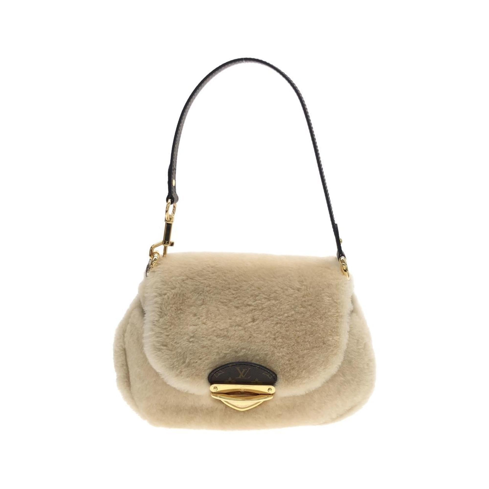 Louis Vuitton Beige Cream Coated Canvas Shoulder Bag (Pre-Owned)