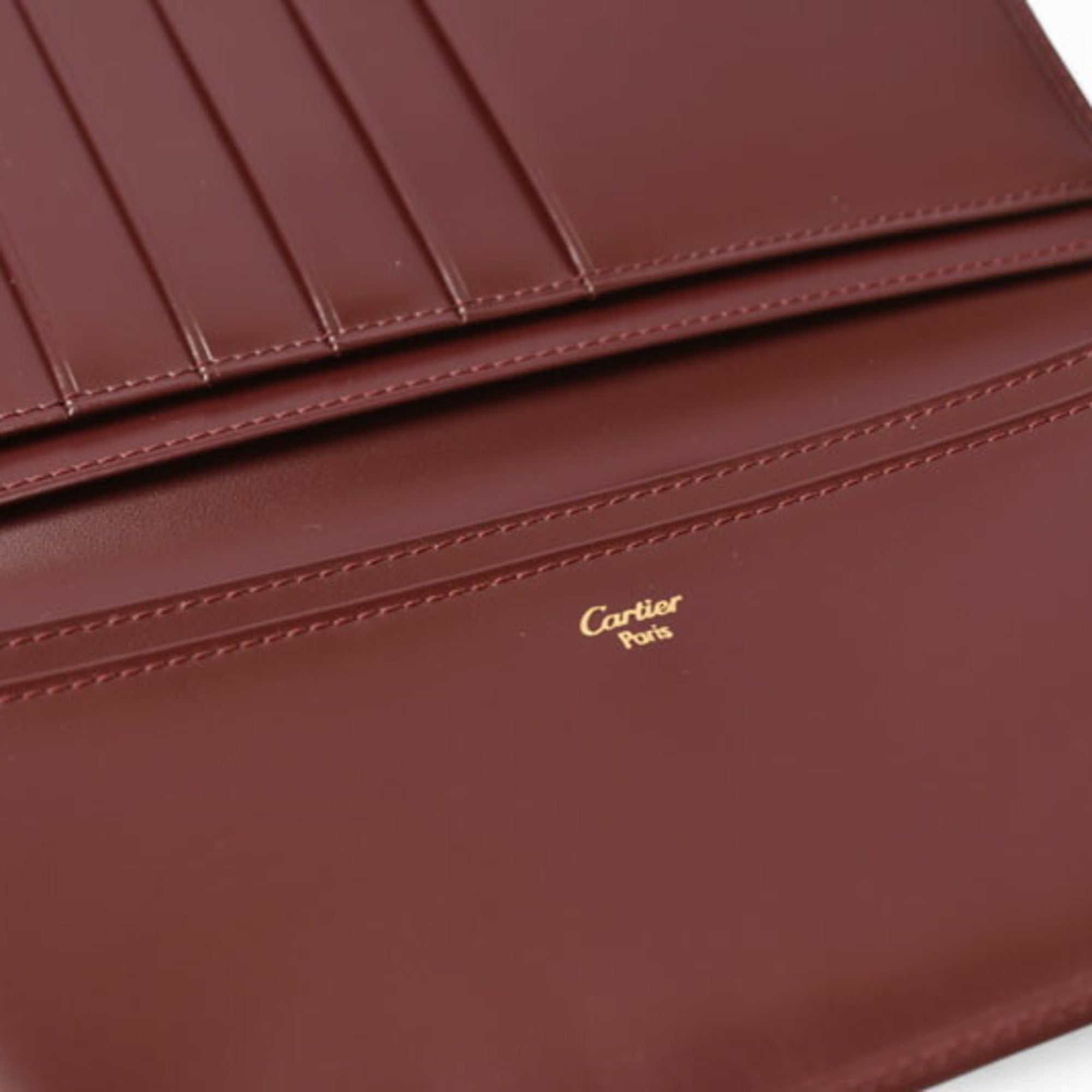Cartier Bordeaux Leather Long Wallet (Bi-Fold) (Pre-Owned)