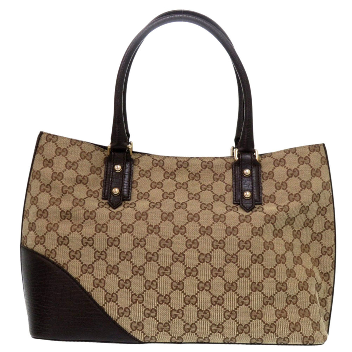 Gucci Horsebit Beige Brown Gg Canvas Leather Handbag Shoulder Bag Tote Bag (Pre-Owned)