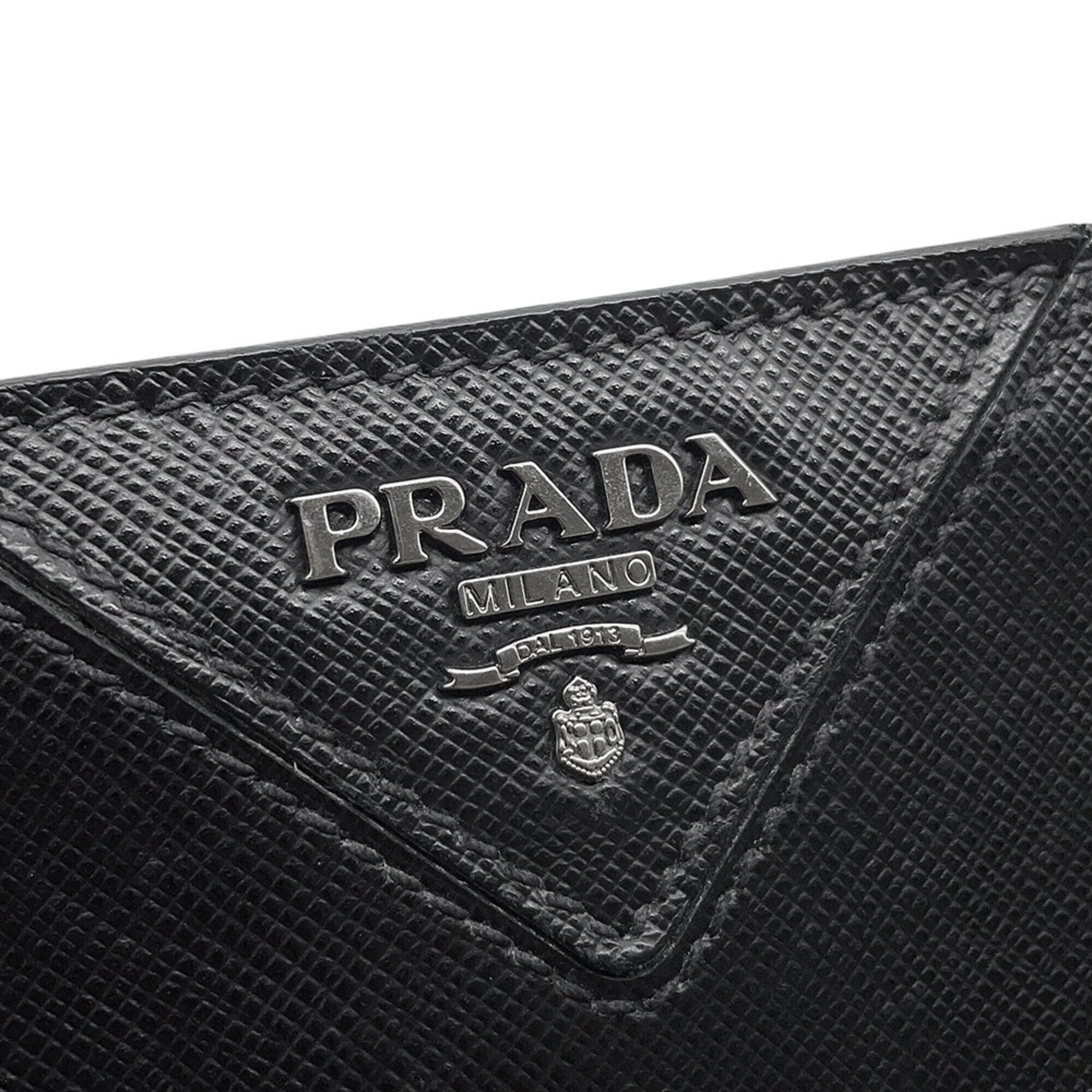 Prada Saffiano Black Leather Clutch Bag Document Case (Pre-Owned)