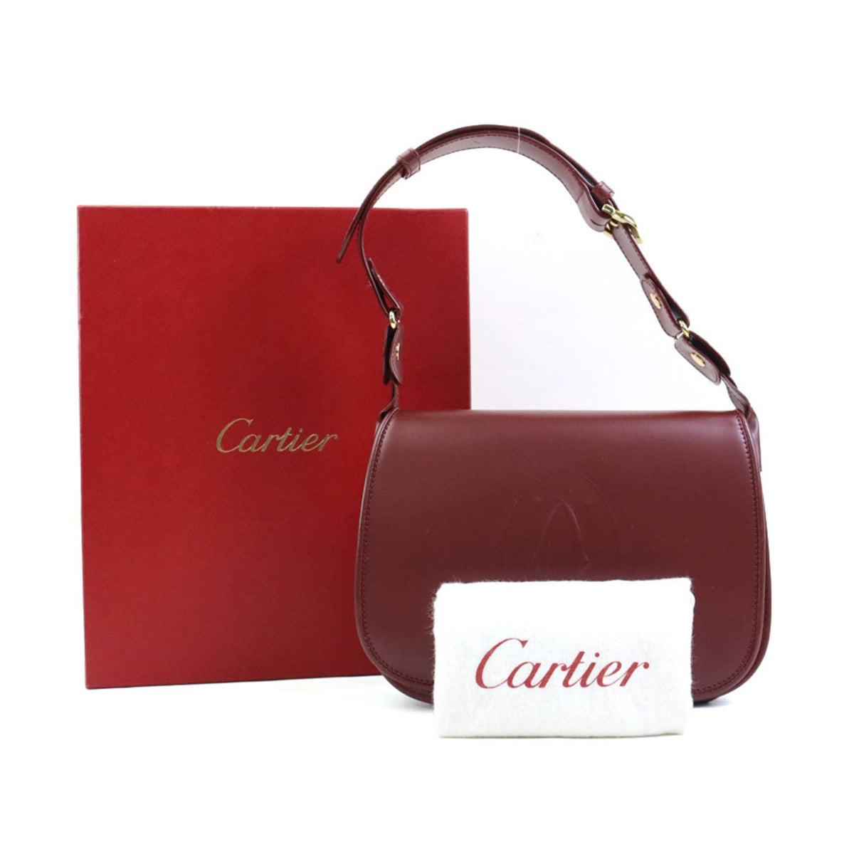 Cartier Burgundy Leather Shoulder Bag (Pre-Owned)