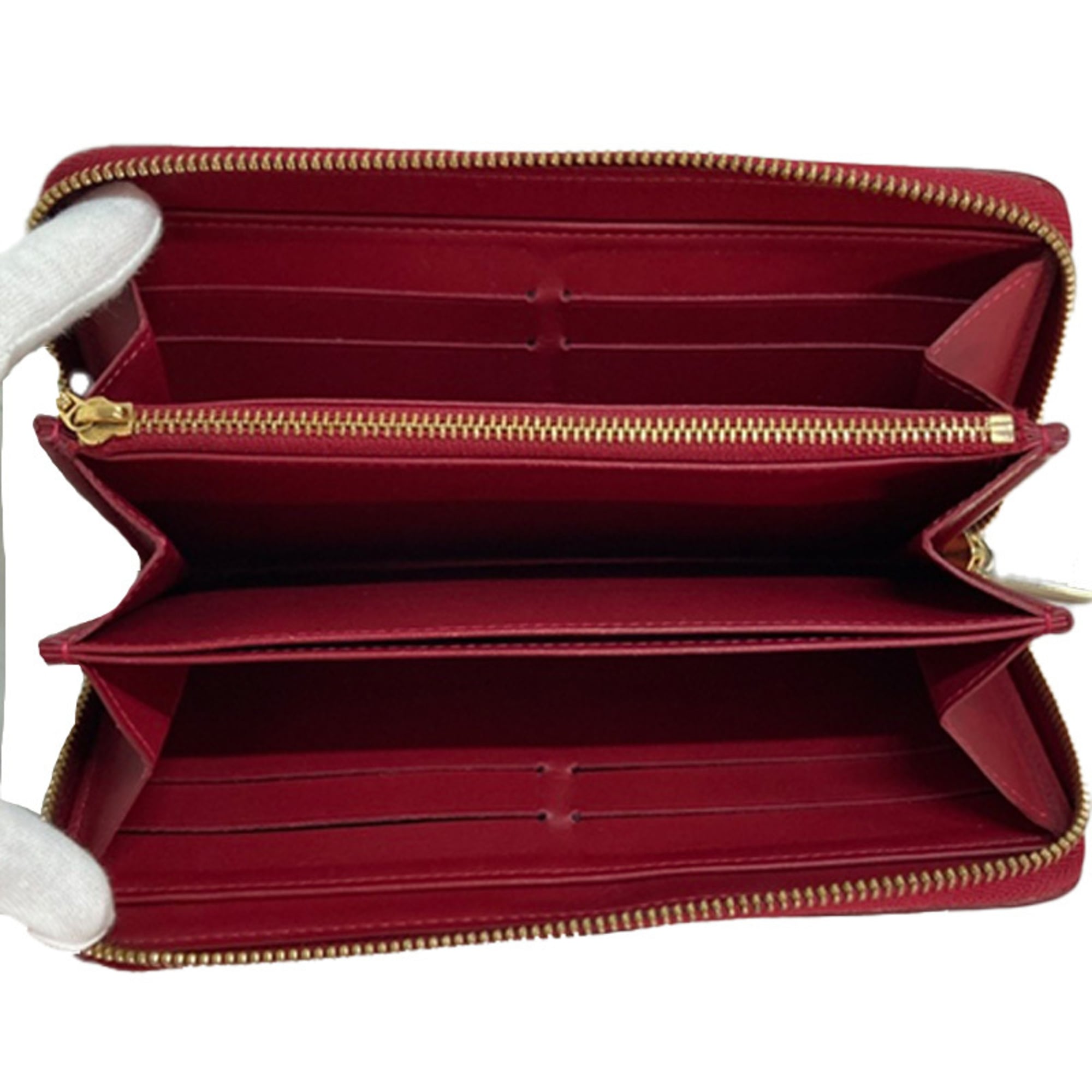 Louis Vuitton Black Red Color Leather Long Wallet (Bi-Fold) (Pre-Owned)