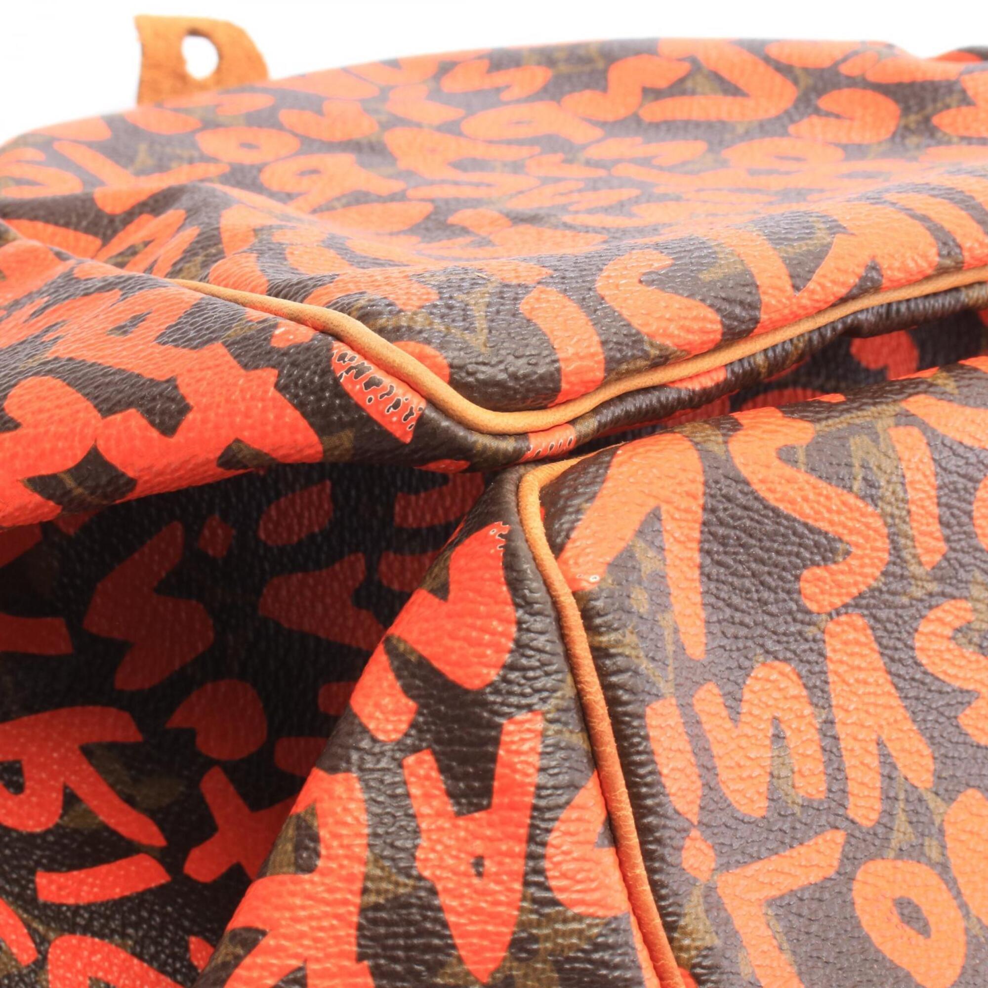 Louis Vuitton Brown Orange Coated Canvas Leather Handbag (Pre-Owned)