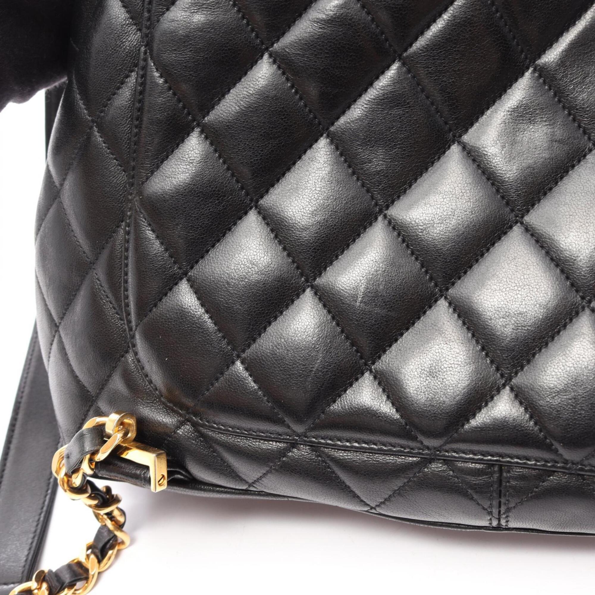 Chanel Black Leather Backpack Handbag (Pre-Owned)